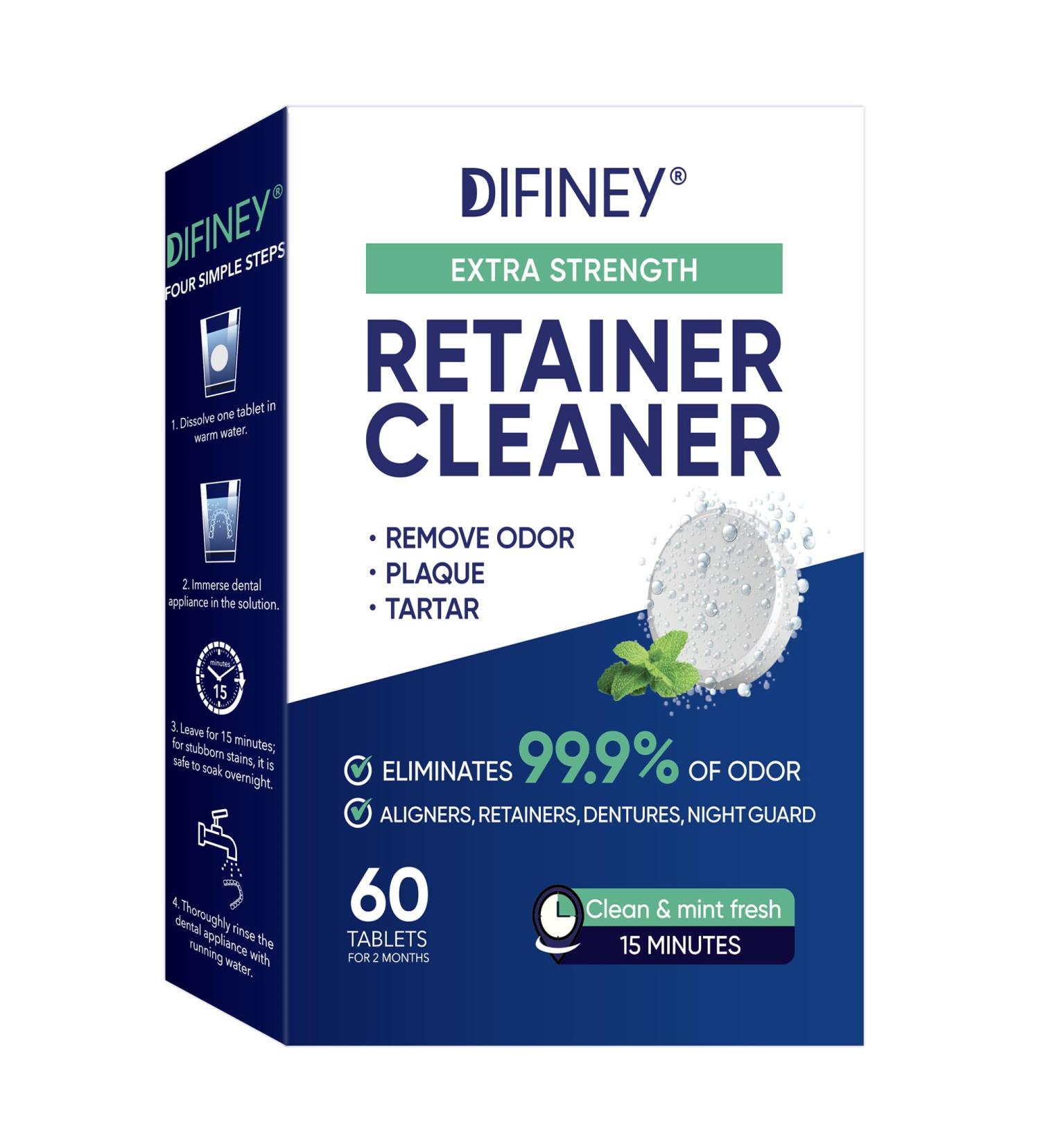 Cleaner Tablets for Difiney Anti Snoring Device: Retainer Cleaner for Invisalign Night Guard Deep Denture Cleaning Odor Stain & Plaque Remover 60 Mint Tablets 2-Month Supply - Buy Online on GoSupps.com