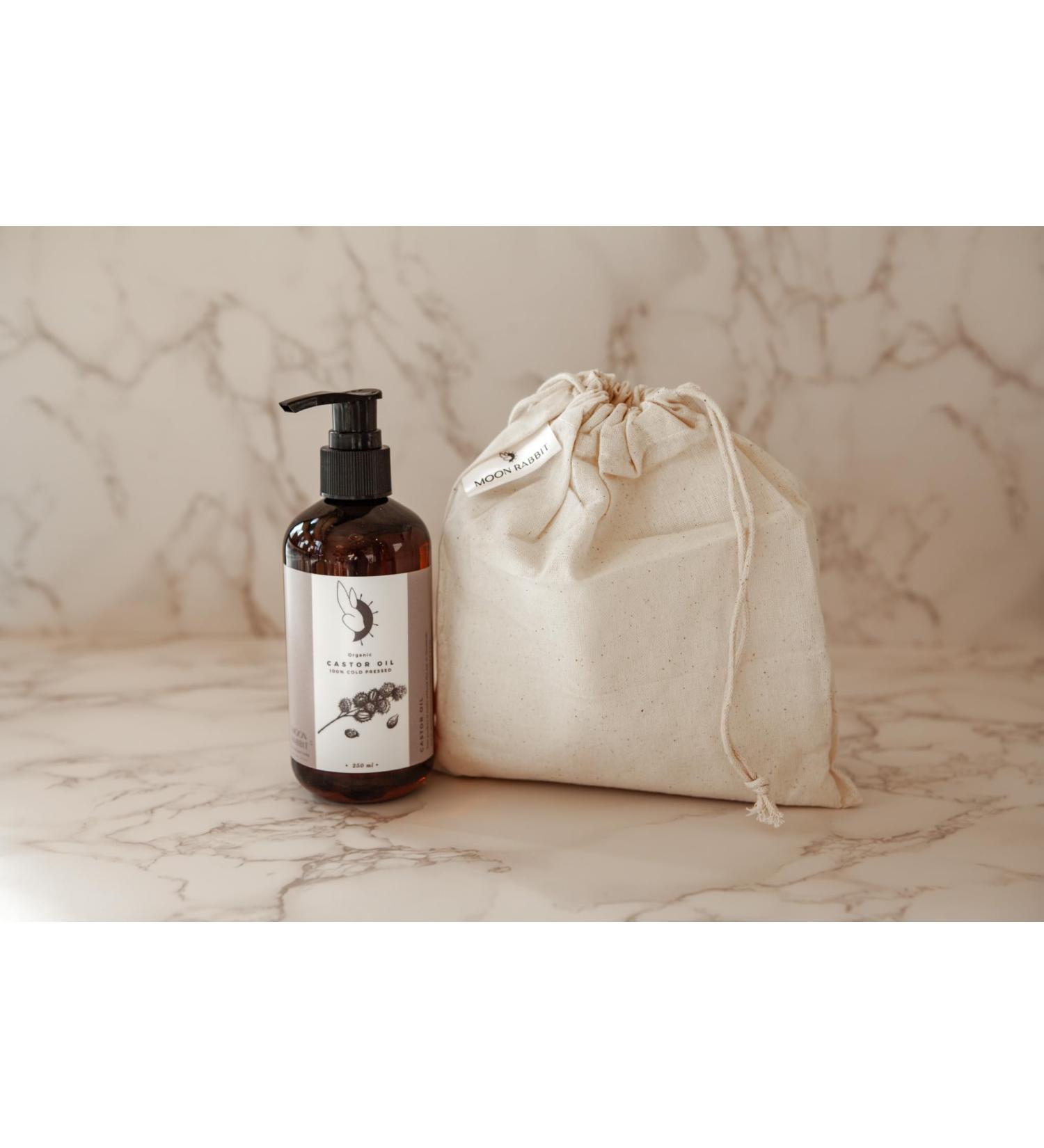 Moon Rabbit Acupuncture Castor Oil Kit - 250ml Castor Oil and Body Wrap