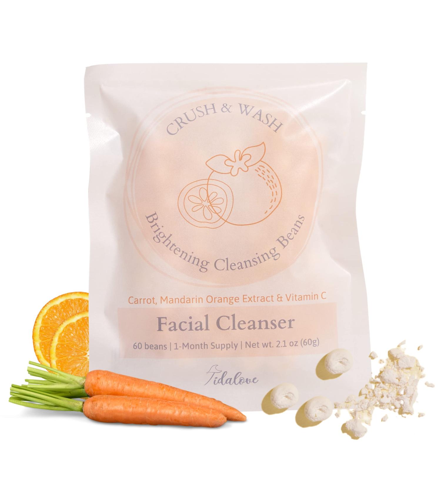 Tidalove Daily 3 in 1 Facial Cleanser Exfoliator and Wash-off Mask Vegan Cruelty Free Plastic Free Travel Friendly 1 Month Supply Refill (60 Tablets) (Brightening) - Buy Online on GoSupps.com