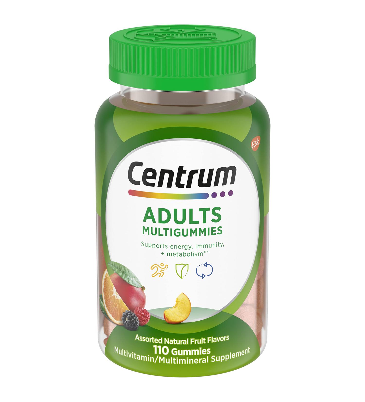 Centrum MultiGummies Gummy Multivitamin for Adults Multivitamin/Multimineral Supplement with Vitamins D B and E Assorted Fruit Flavor - 110 Count