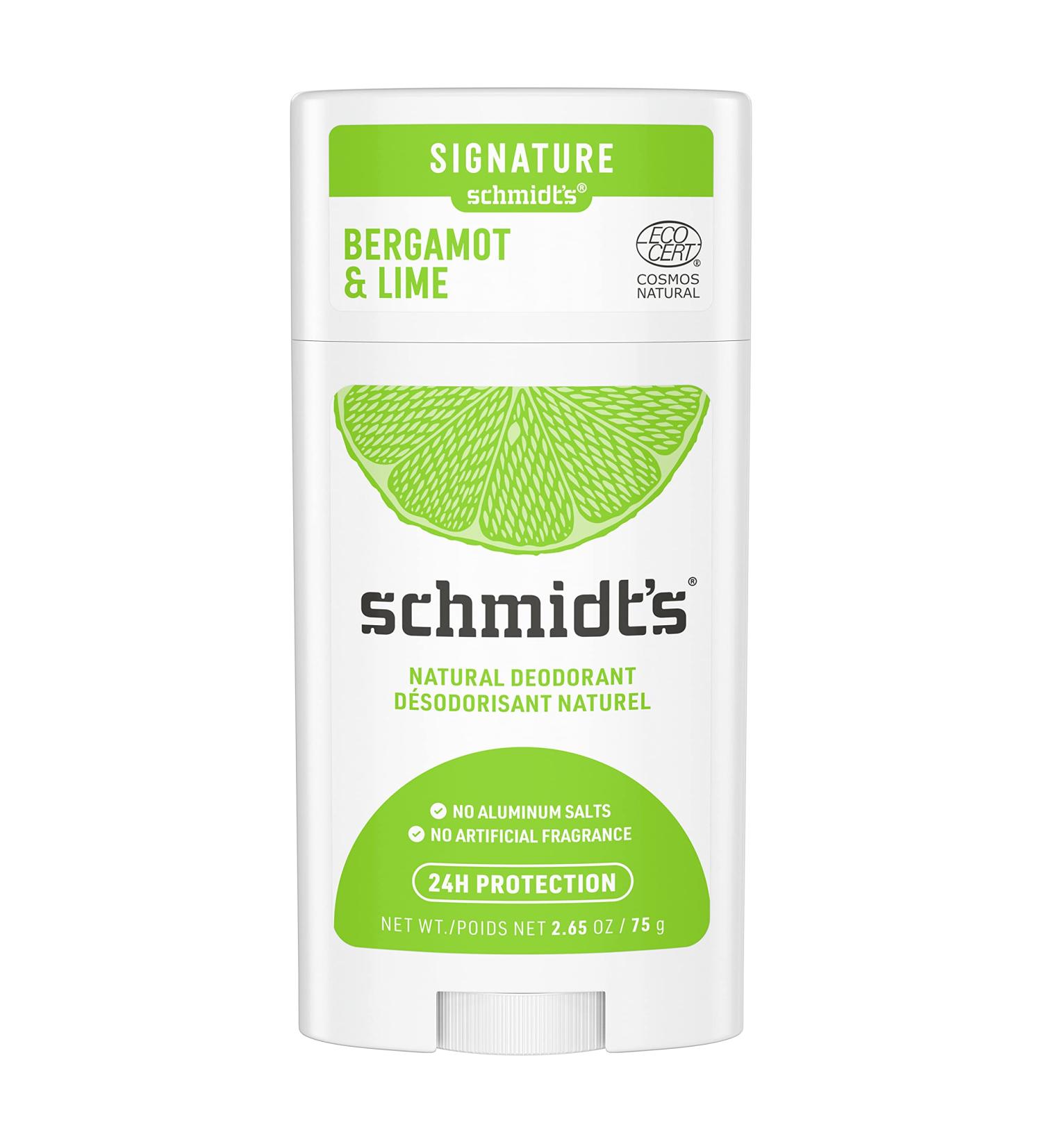 Schmidt's Aluminum-Free Natural Deodorant - Bergamot & Lime, 24-Hour Odor Protection, Vegan & Cruelty-Free, 2.65 oz - Buy Online on GoSupps.com