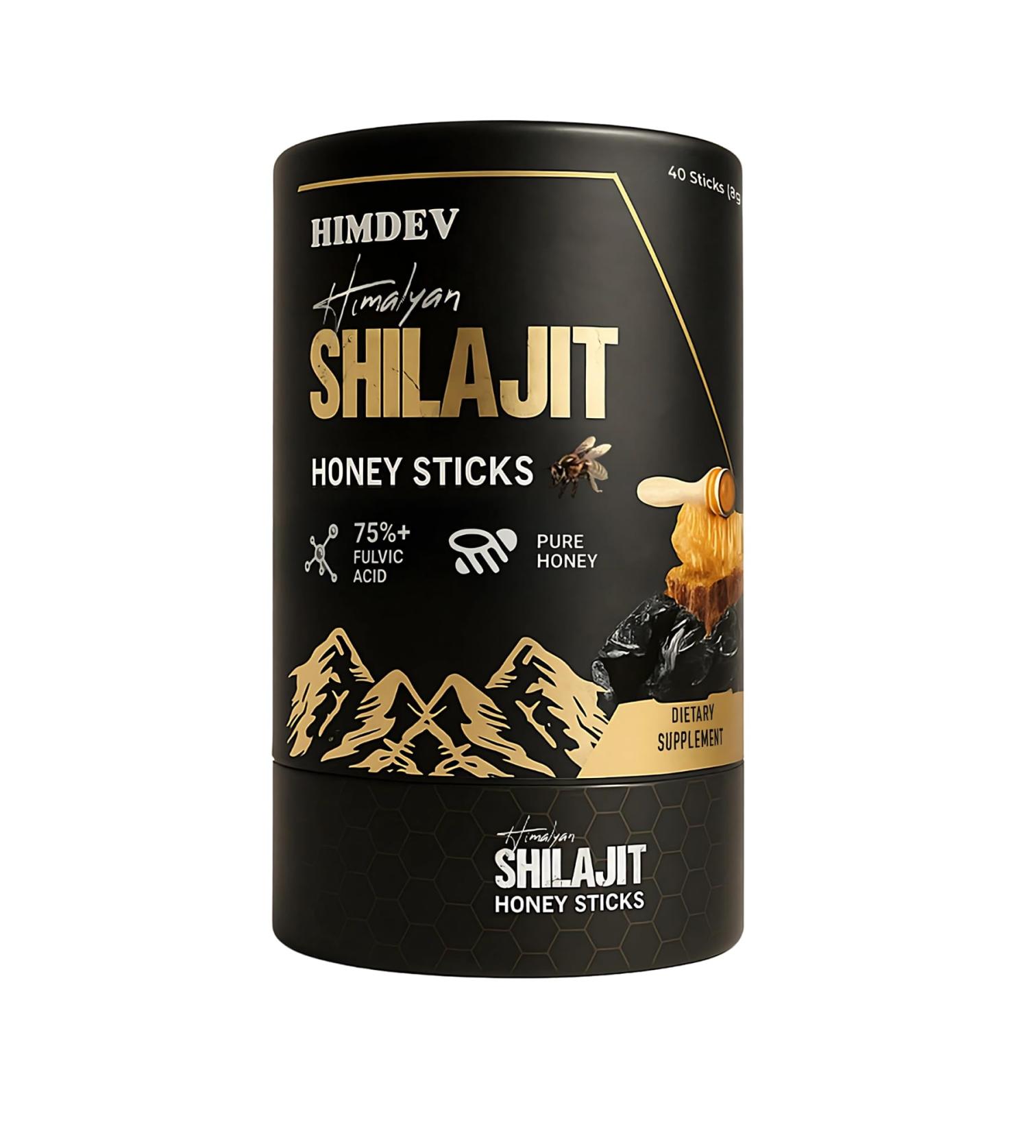 Himdev Shilajit Honey Sticks (40 Pack) with Organic Honey for Natural Energy On-the-Go Vitality Great Taste - Buy Online on GoSupps.com