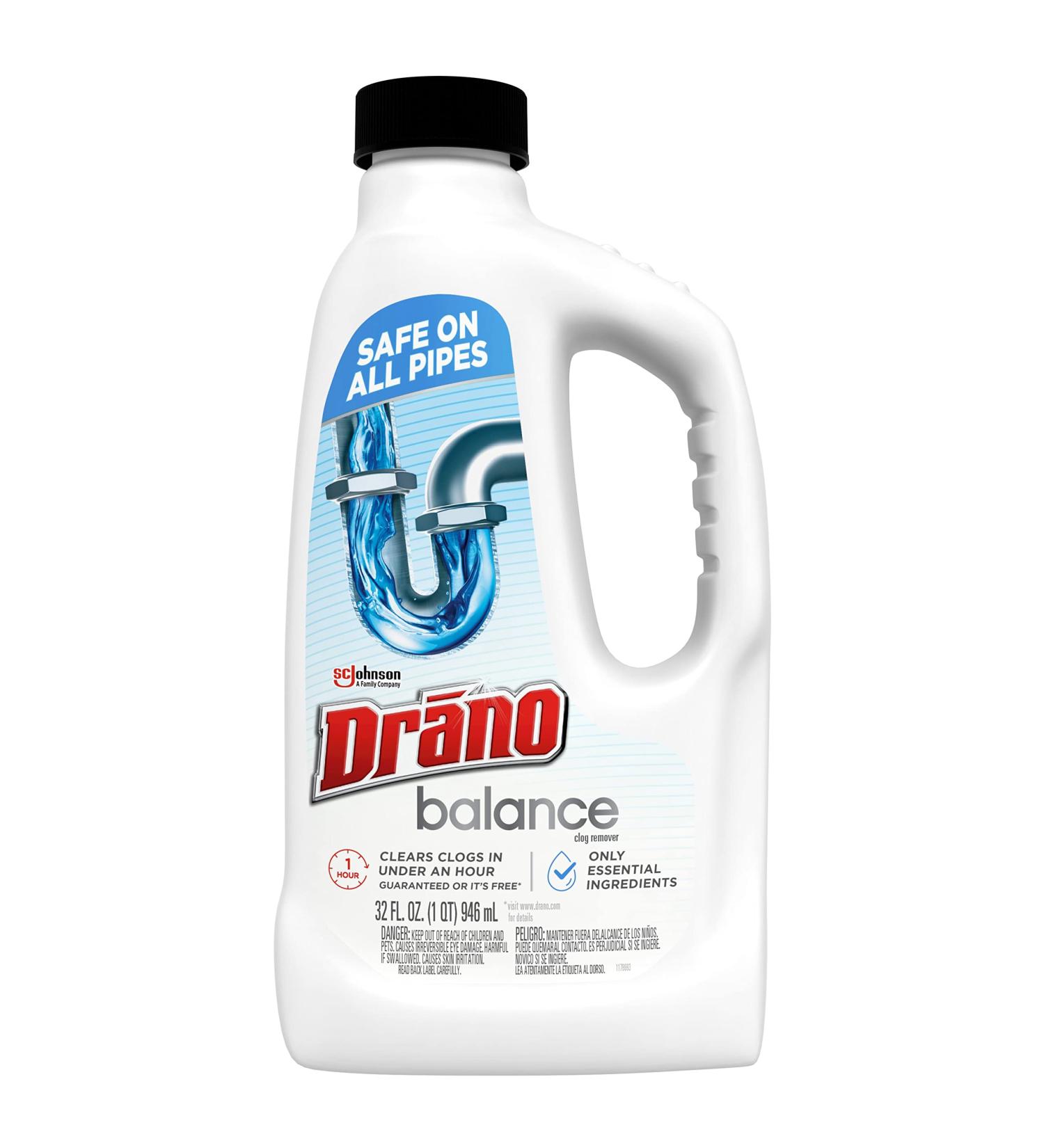 Drano Balance Non-Corrosive Drain Clog Remover and Cleaner 32 Fl Oz - Essential Ingredients Formulated - Buy Online on GoSupps.com