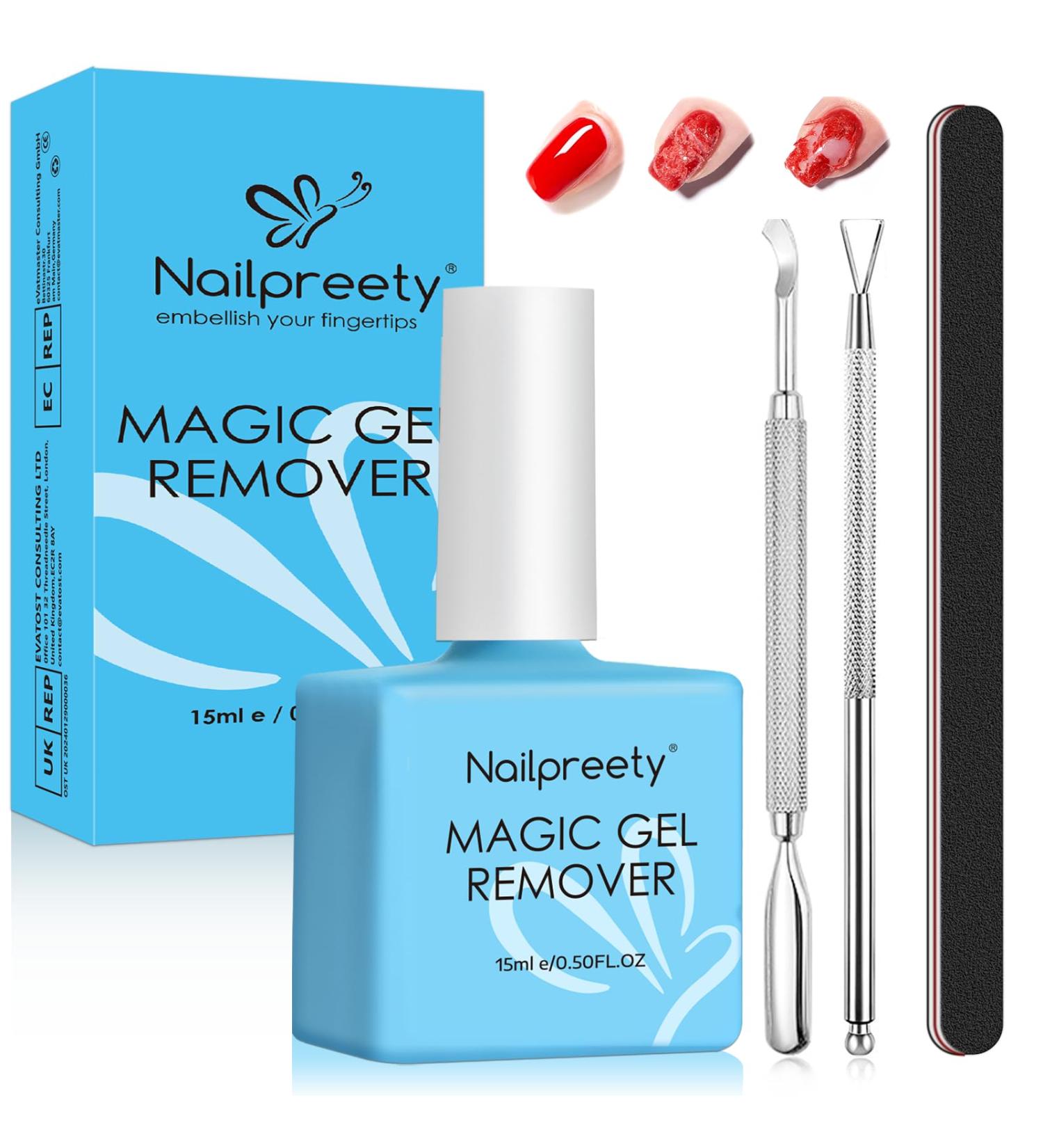15ML Nail Polish Remover Fast Gel Nail Polish Remover with Nail Polish Peeler Scraper & Nail Polish Scraper Cuticle Pusher Quickly & Easily Gel Polish Remover within 3-5 Minutes No Damage To Nails translate - Buy Online on GoSupps.com