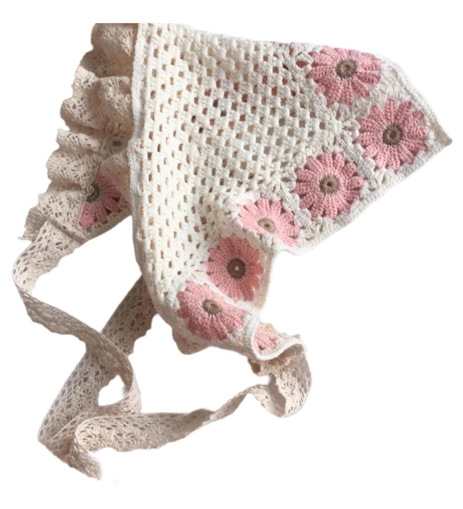 amangul VacationStyle Headscarf for Street Snap Crochet e Hairscarf Decorative Headpiece Spring Bohemian Travel Hairband(Pink Flower) - Buy Online on GoSupps.com