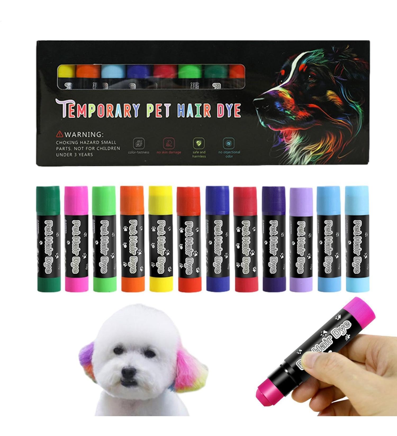 Peinture pour chien 12 couleurs lavables pour cheveux sans danger pour les animaux | Stylo de vernis ongles pour chien peinture en fourrure pour animaux de compagnie pour diff rents toilettages  - Buy Online on GoSupps.com