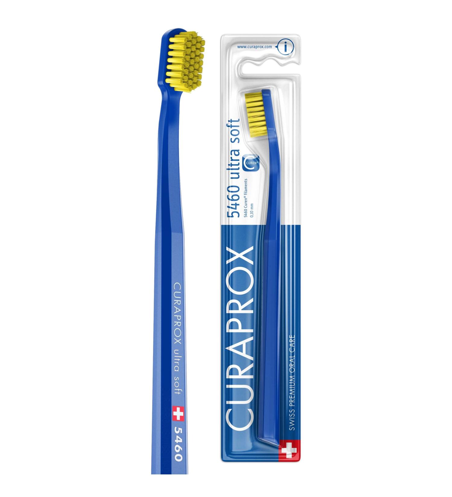 Curaprox CS 5460 Ultra Soft Toothbrush - Dark Blue-Yellow Manual Toothbrush for Adults with 5460 Ultra Soft CUREN Bristles | International Shipping Available - Buy Online on GoSupps.com