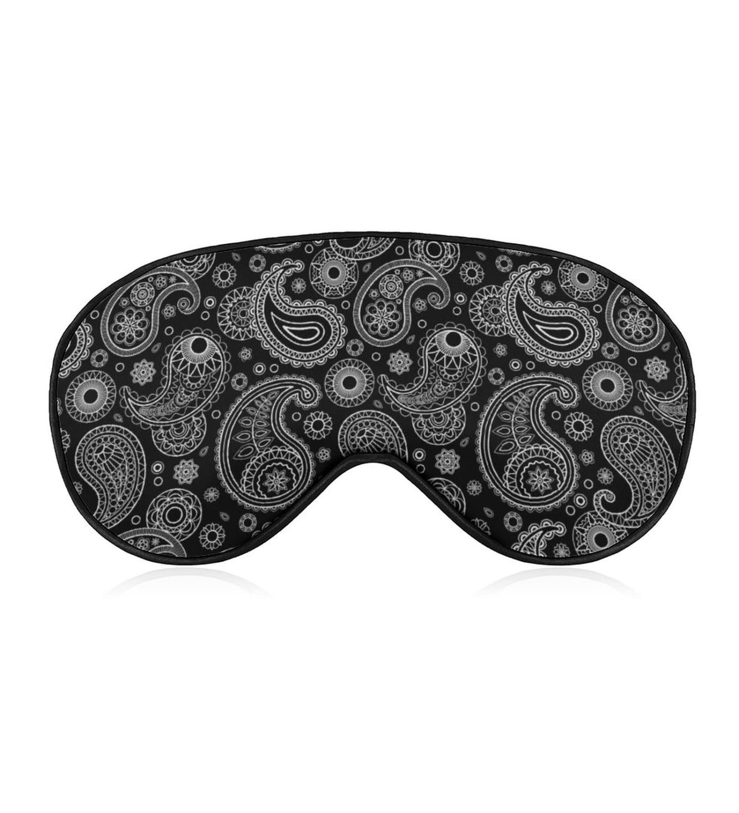 Black Paisley Sleep Mask for Women | Adjustable Eye Shades with Elastic Strap - Perfect for Comfortable Sleep - Buy Online on GoSupps.com
