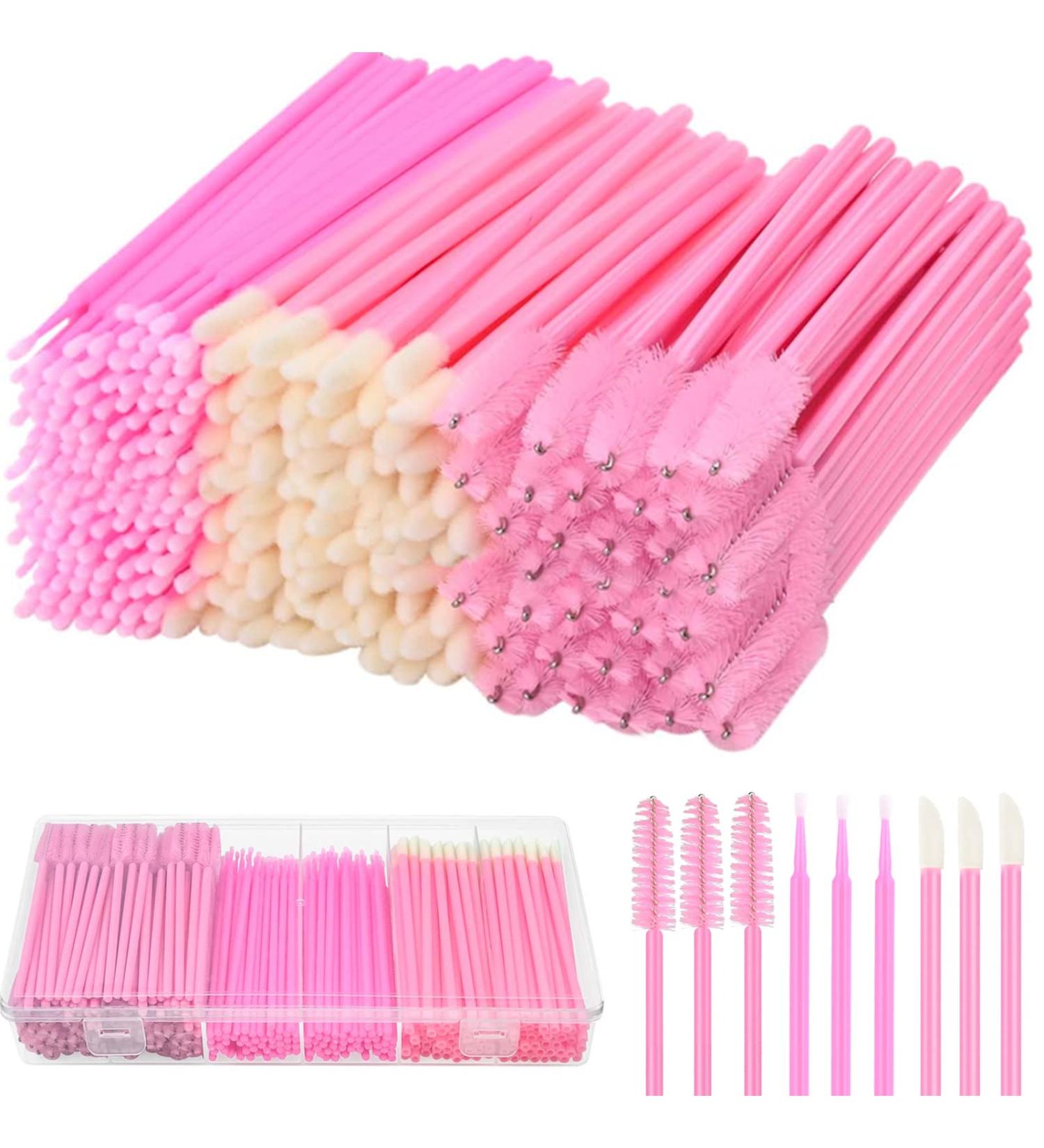 300 PCS Pink Eyelash Extension Supplies Kit - Disposable Micro Swab, Eyebrow Spoolie, Lip Brush, Mascara Wand Applicator - Eyelashes Tool Set - Buy Online on GoSupps.com