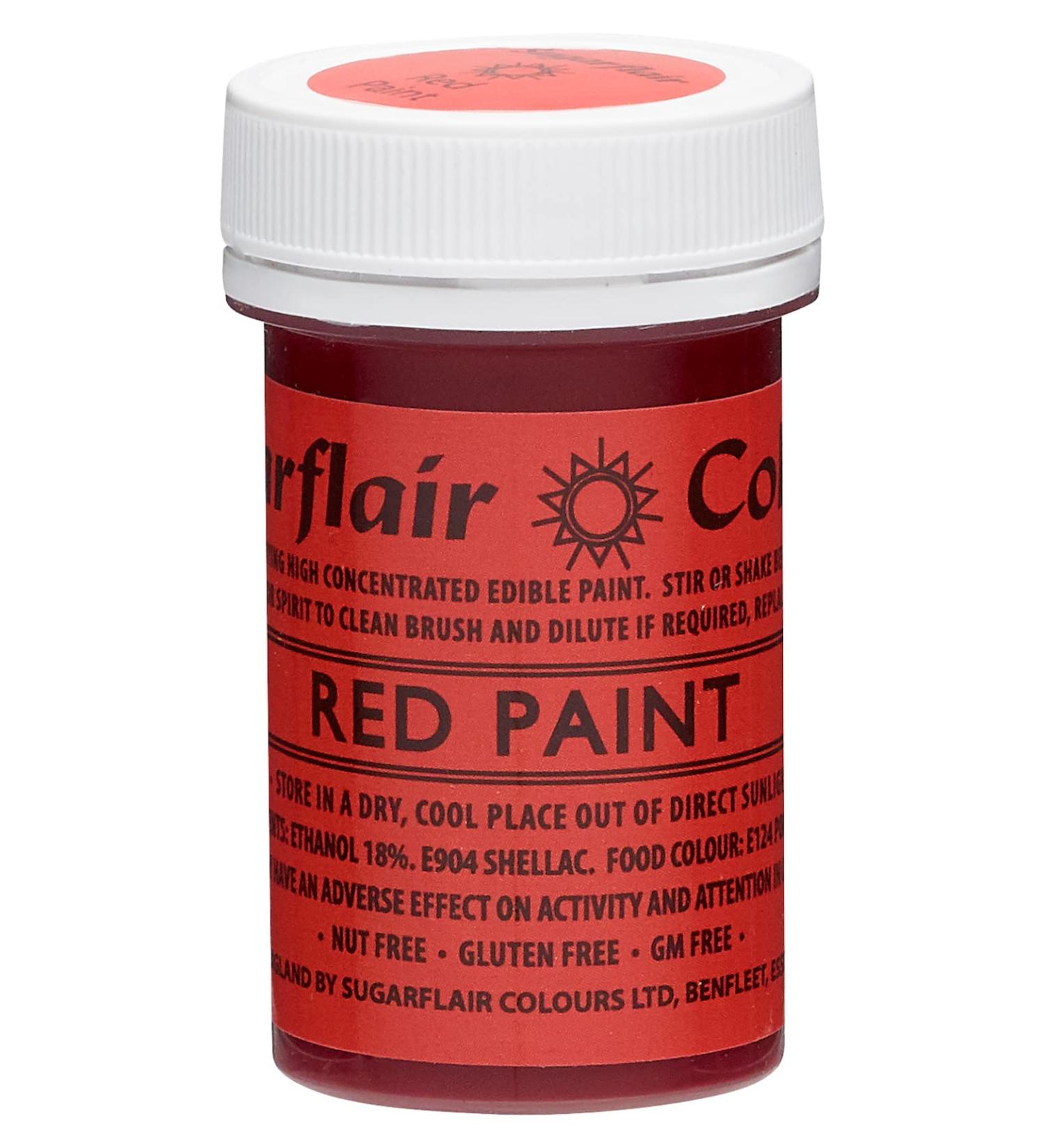 Sugarflair Red Edible Food Paint for Painting Icing Sugar Pastes Flower & Modelling Pastes Royal Icing Marzipan & Buttercream - 20g