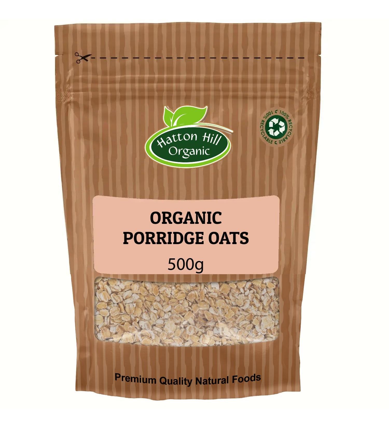 Organic Porridge Oats/Rolled Oat Flakes 500g by Hatton Hill Organic - Buy Online on GoSupps.com