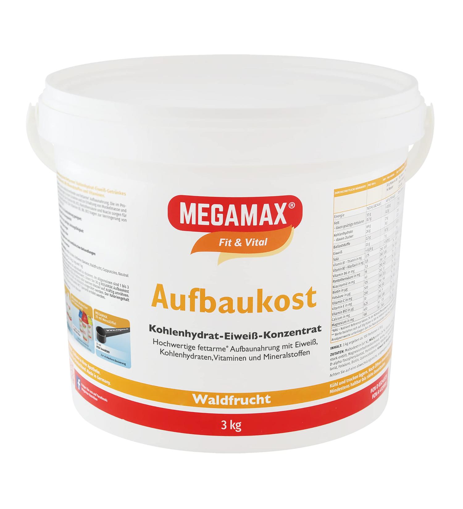 Megamax Build-Up Food 3kg - Forest Fruit Protein Powder for Muscle Gain & Weight Gain | Ideal Carbohydrate Drink - Buy Online on GoSupps.com