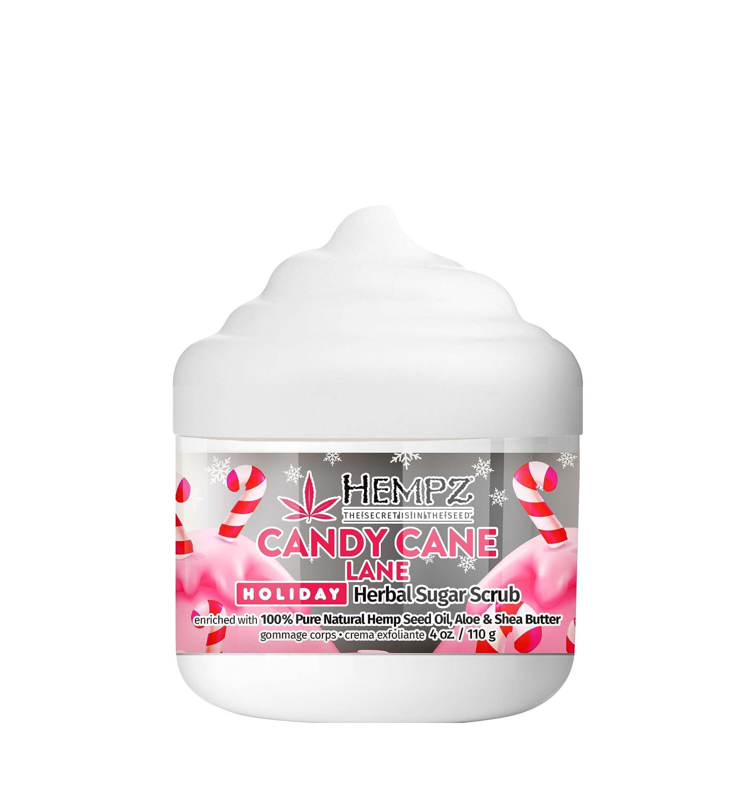 Hempz Candy Cane Lane Exfoliating Body Scrub - Limited Edition Holiday Sugar Scrub for Men & Women | Yummy 4 Oz Shower & Bath Care - Buy Online on GoSupps.com