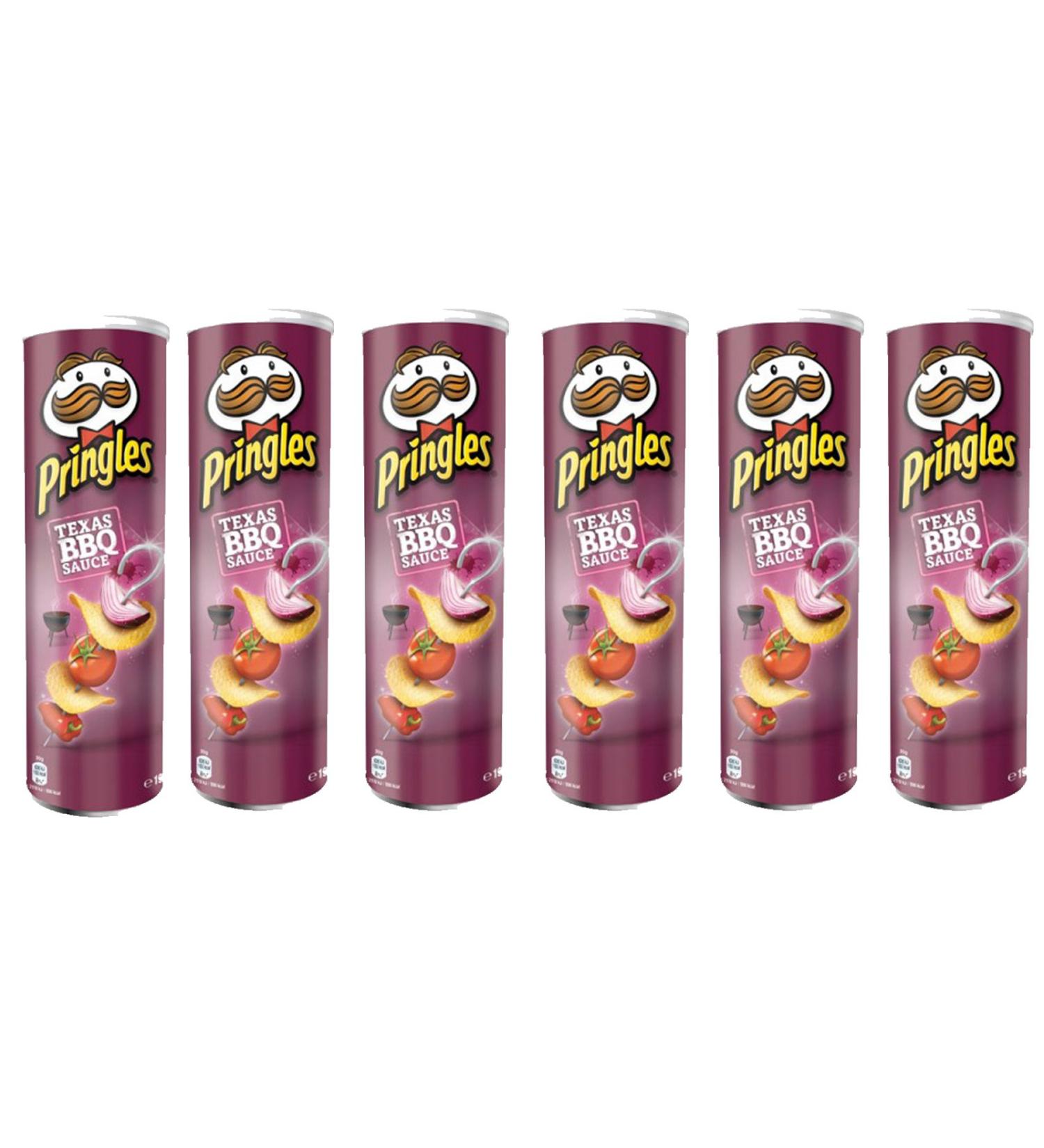 PRINGLES TEXAS BBQ SAUCE POTATO CRISPS 200G X 6 MULTIPACK Barbecue 200 g (Pack of 1)