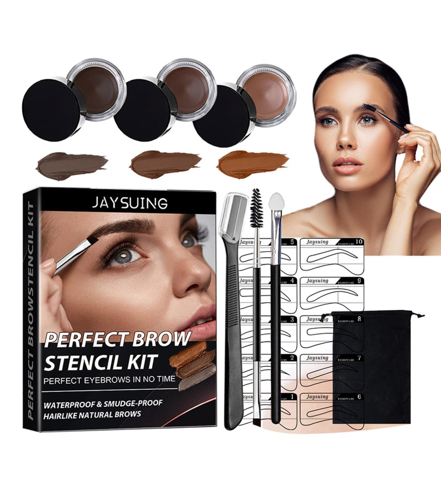 Eyebrow Pomade Makeup Brow Stamp Set of 6 Long-Lasting Waterproof & Smudge-Proof Include Brow Stencil Sponge Applicator Dual Angled Brow Brush Brow Shaper for Women - Buy Online on GoSupps.com