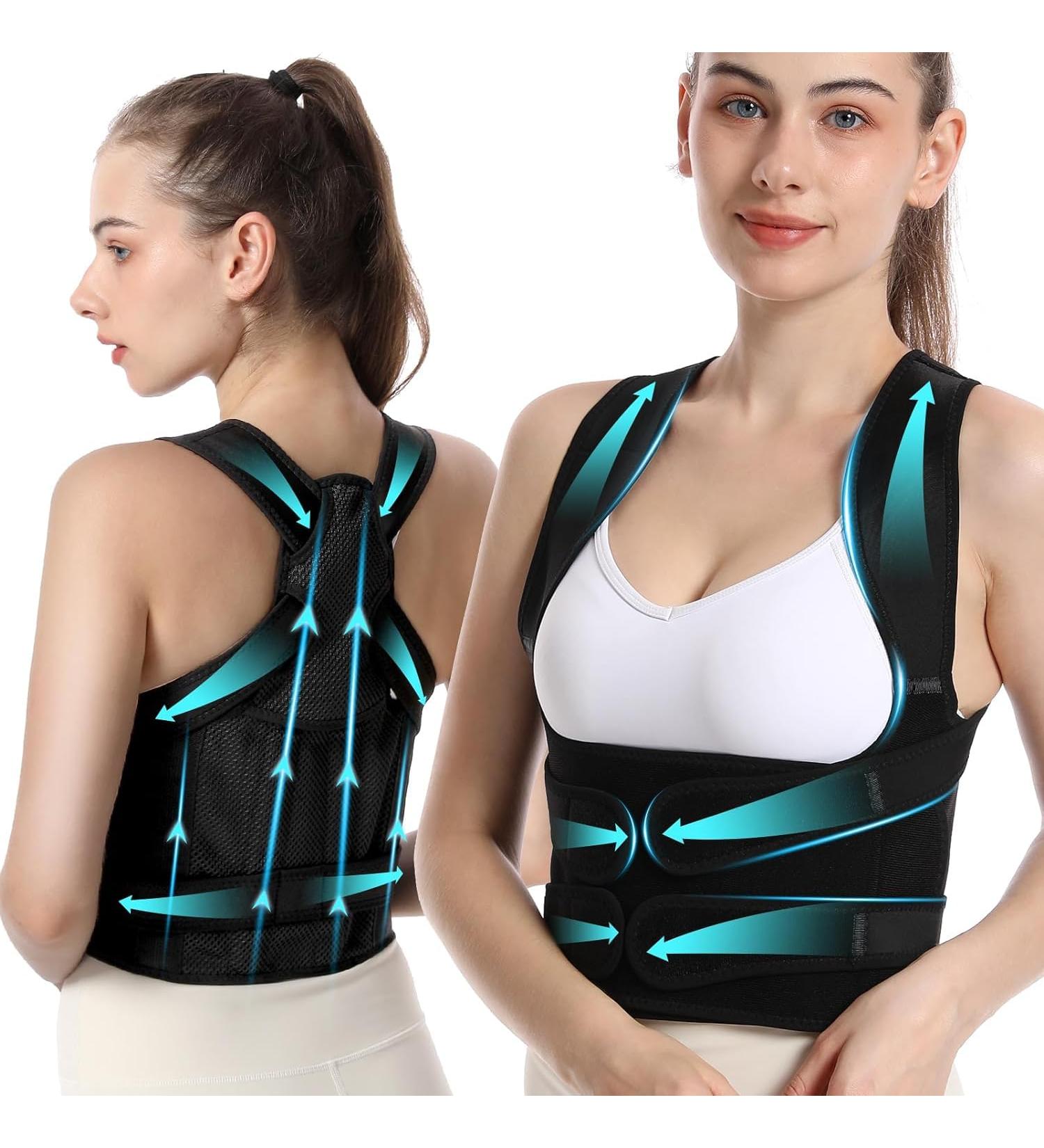 KKM Back Brace Posture Corrector for Men & Women | Adjustable Support for Neck Shoulders & Back | Scoliosis & Hunchback Relief - Buy Online on GoSupps.com
