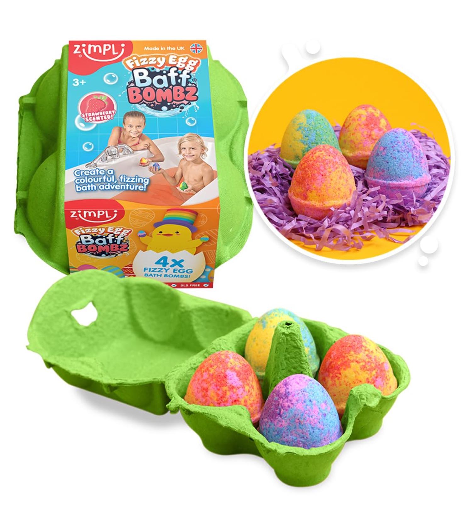Zimpli Kids 4 x Fizzy Egg Baff Bombz Gift Set - Fun Easter Bath Bombs for Children - Buy Online on GoSupps.com