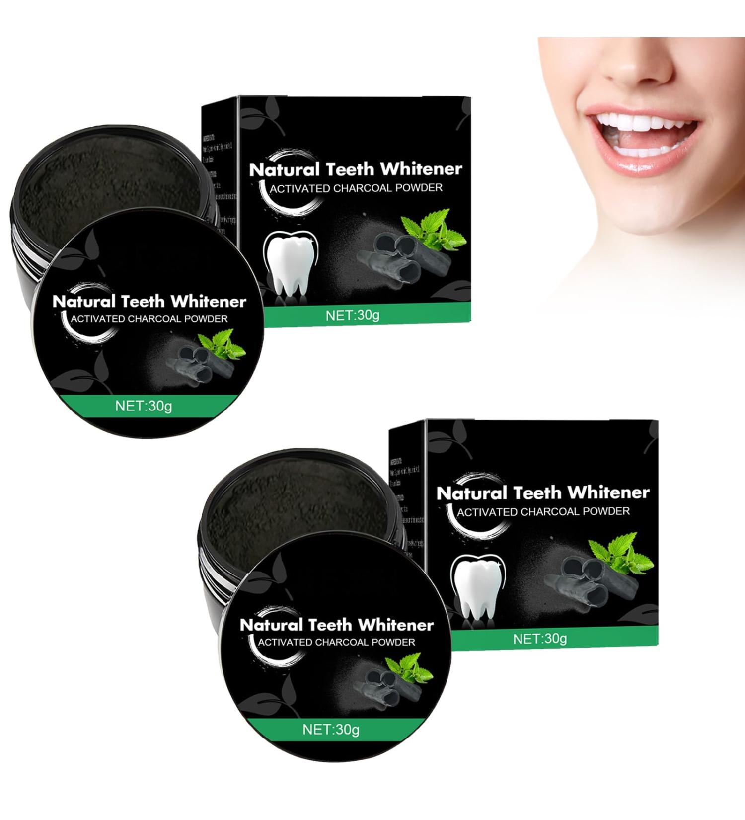 Natural Activated Carbon Tooth Whitening Powder - 2 Pack | Stain Removal & Breath Freshening - Buy Online on GoSupps.com
