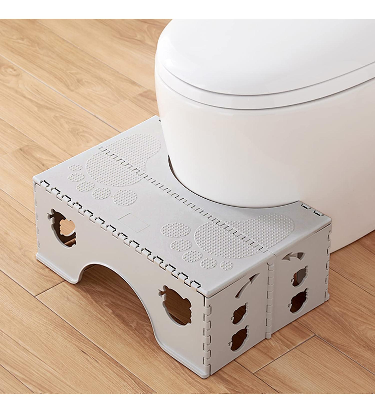 CHEAGO Foldable Toilet Stool 7 inches - Portable Squatting Posture Poop Stool for Healthy Digestion - Anti-Slip Feet, Compact Wide Footrest, Cloud Grey - Buy Online on GoSupps.com