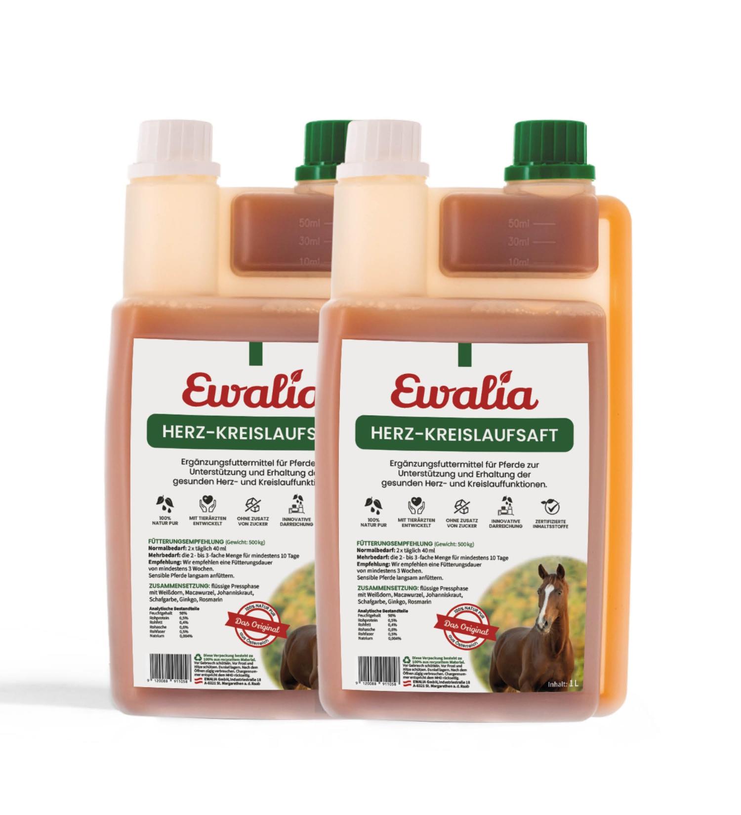 Ewalia Cardiovascular Juice - Optimal Dietary Supplement for Horses Promotes Heart Health Natural Circulatory System Support 100% Herbal Formula 2 x 1 Litre - Buy Online on GoSupps.com