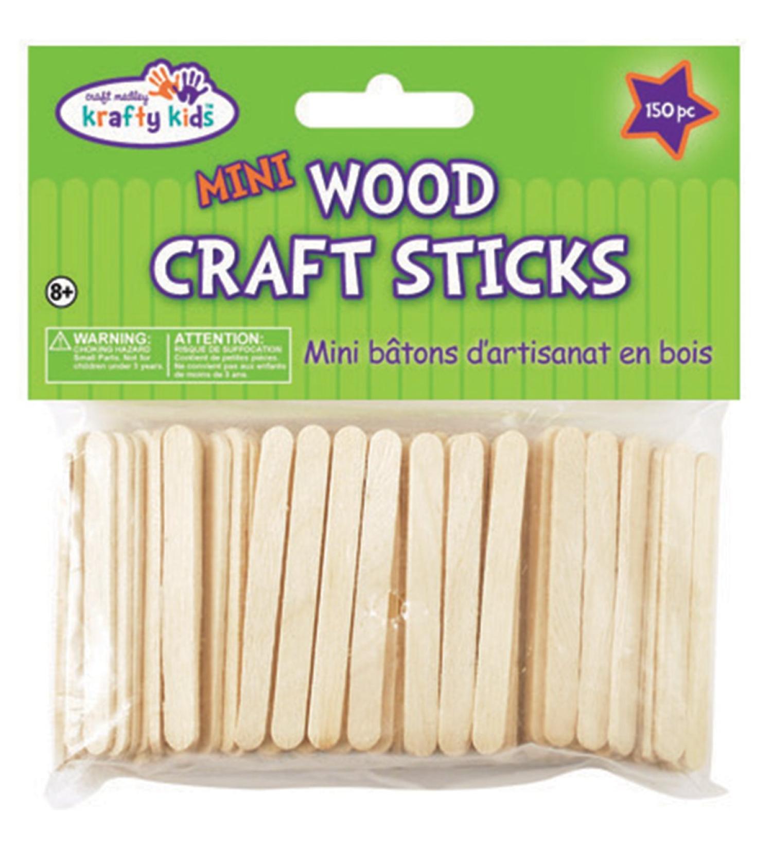 Krafty Kids CW496 Craftwood Mini Craft Sticks  2 .13in by 0.25in  Natural  150-Piece
