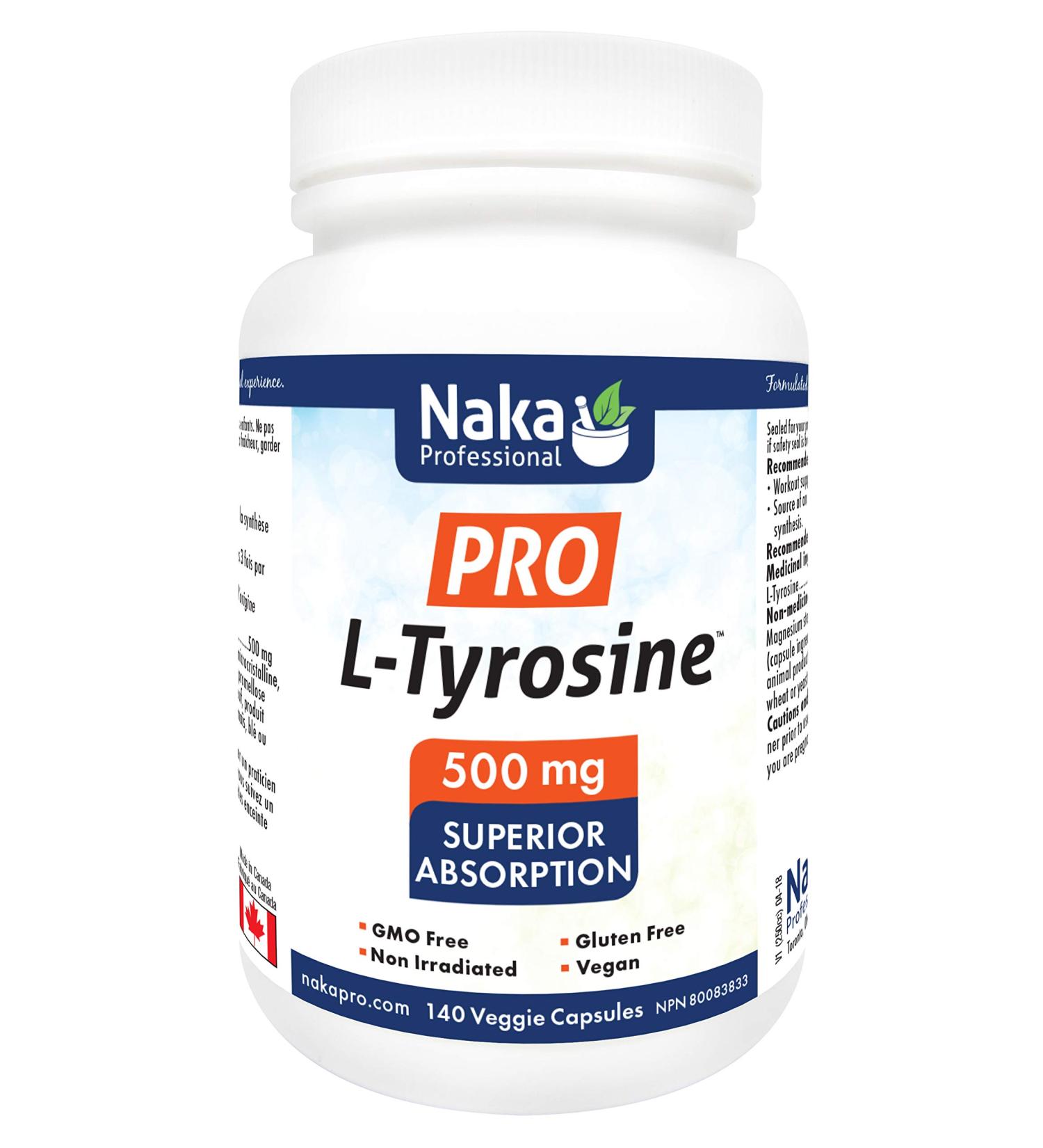 Naka PRO L-Tyrosine 500 mg for Stress Superior Absorption 140 Veggie Capsules - Buy Online on GoSupps.com
