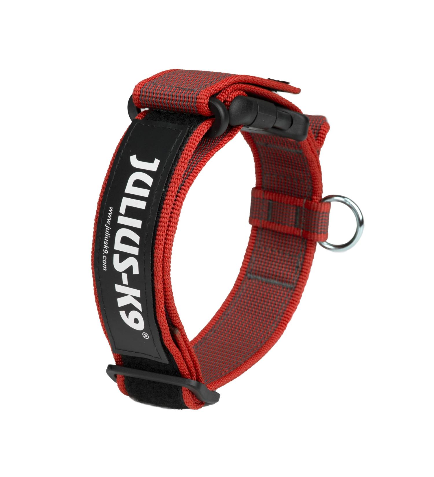 Shop Julius-K9 100HA-K-R-2015 Adjustable K9 Neck Band - Red-Gray with Handle Safety Closure 38-53 cm - International Shipping - Buy Online on GoSupps.com