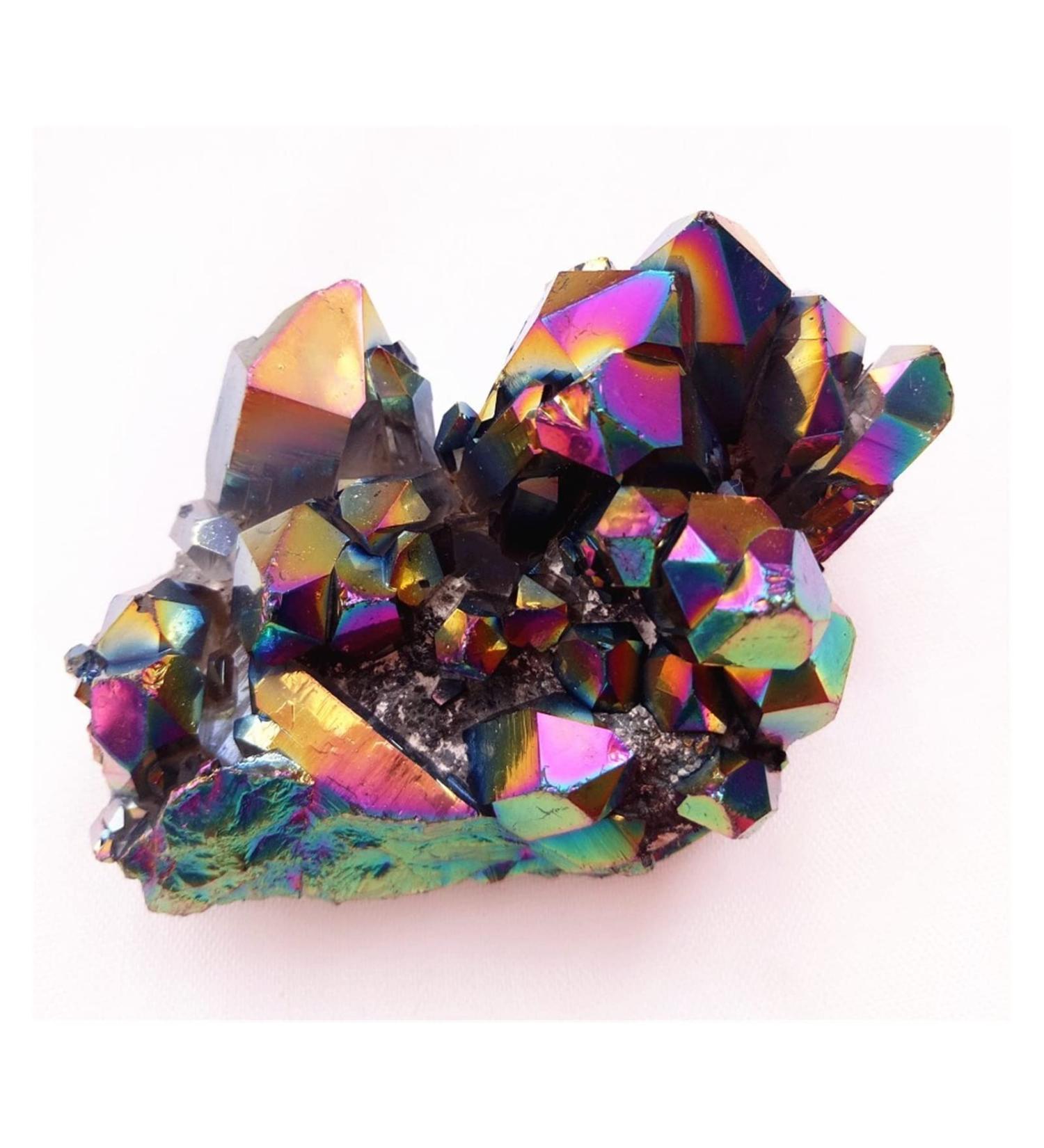 Crystal Rough 110-150g Natural Metal Colour Aura Angel Crystal Cluster Titanium Coating Quartz Angel Cluster Decoration - Buy Online on GoSupps.com