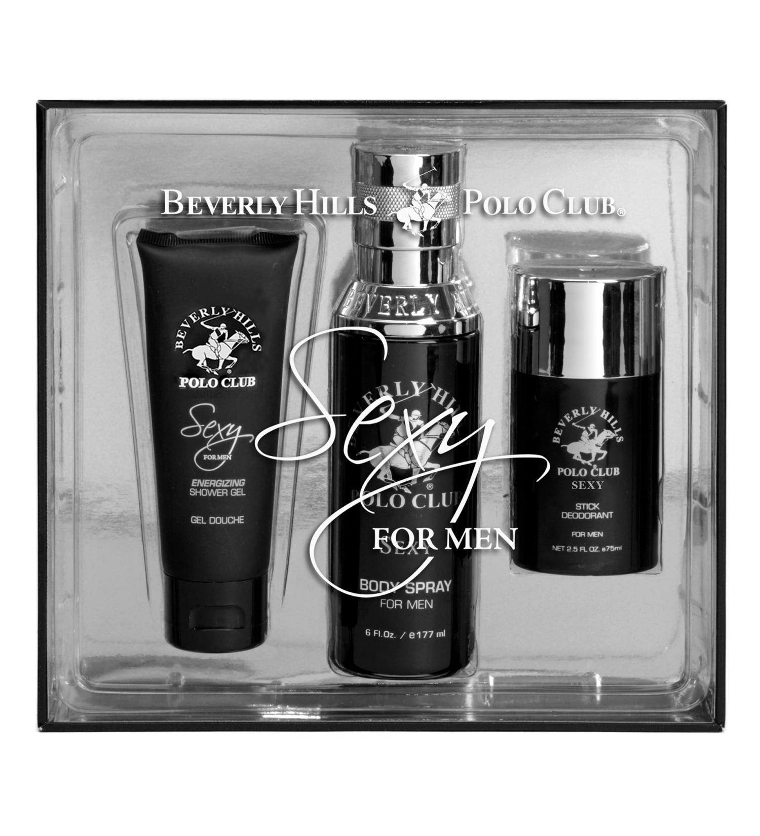 Beverly Hills Polo Club BHPC Sexy Cologne Gift Set for Men | 3 Piece Body Spray Deodorant Shower Gel Fragrances