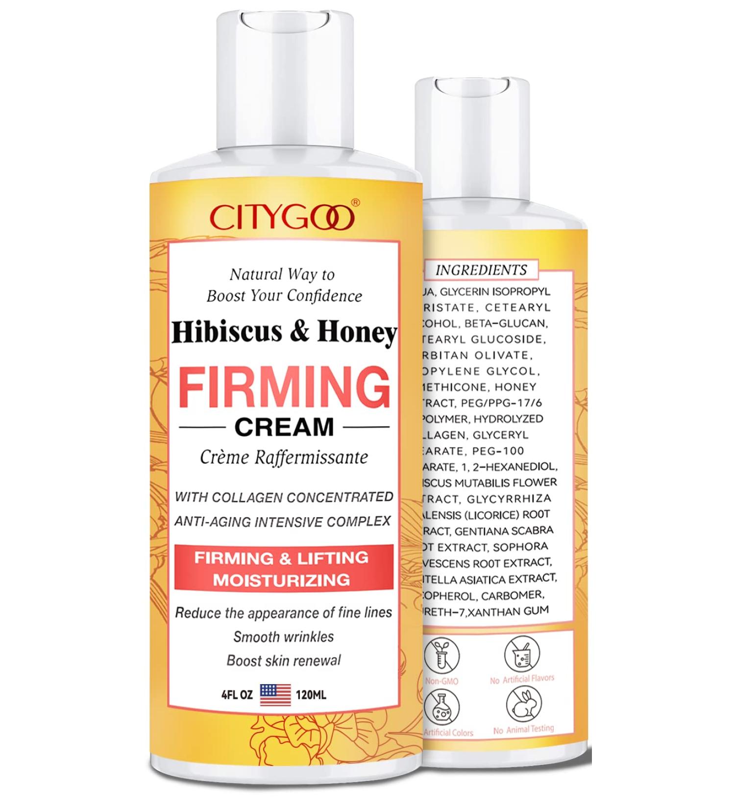 Hibiscus and Honey Firming Cream - Neck Tightening Lotion with Collagen & Hyaluronic Acid | 4 FL OZ - Buy Online on GoSupps.com