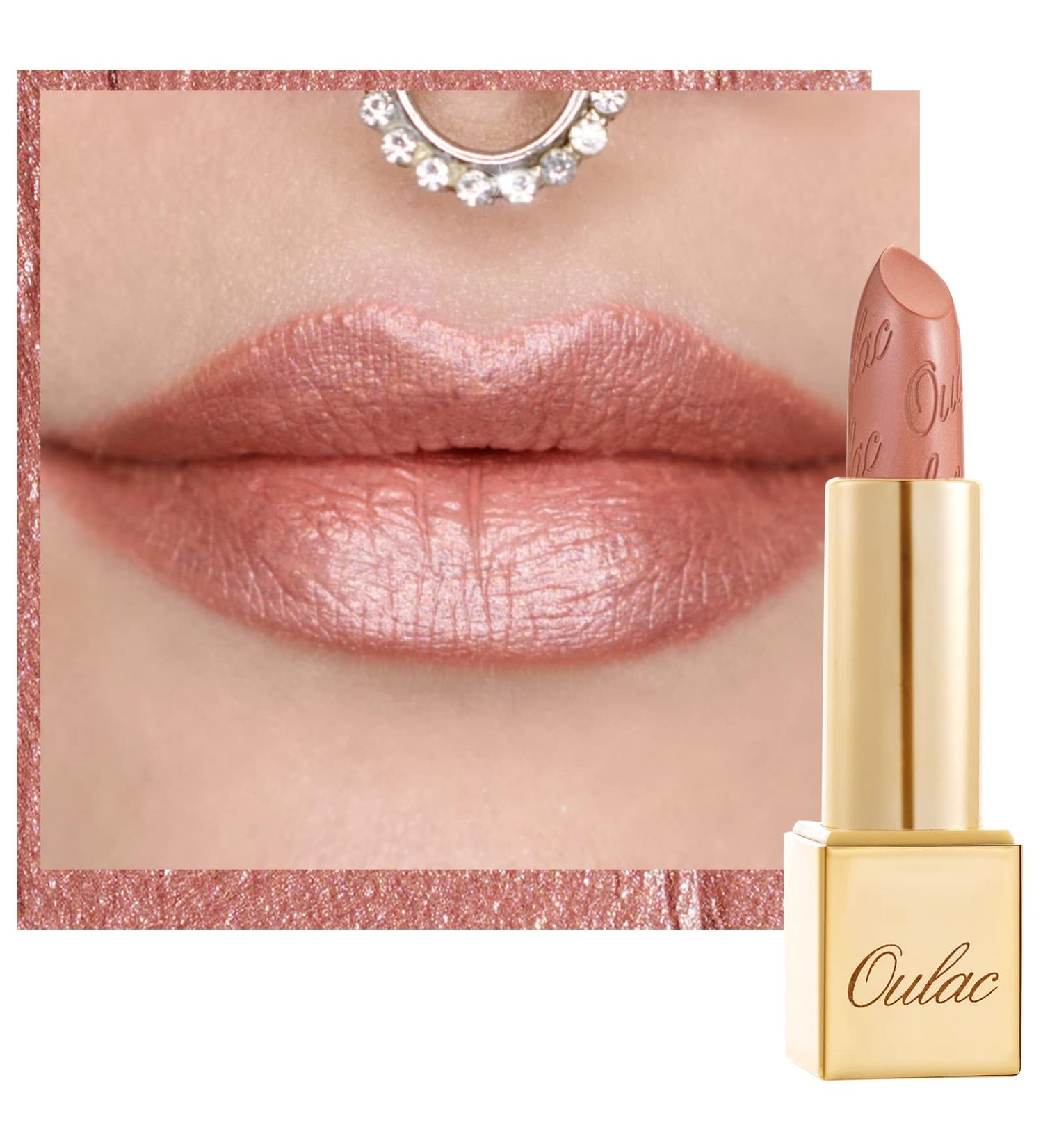 Oulac Metallic Shine Nude Lipstick - Pure Envy(07) | Vegan & Cruelty-Free Lip Color - Buy Online on GoSupps.com