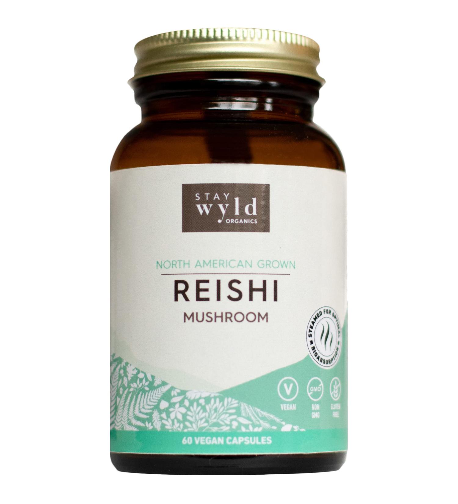 Stay Wyld - Organic Reishi Mushroom Supplement Capsules - Natural Mood and Mental Support - Mushroom Supplement For Mental Wellness and Calm - 100% Canadian Grown - 60 Capsules - Buy Online on GoSupps.com
