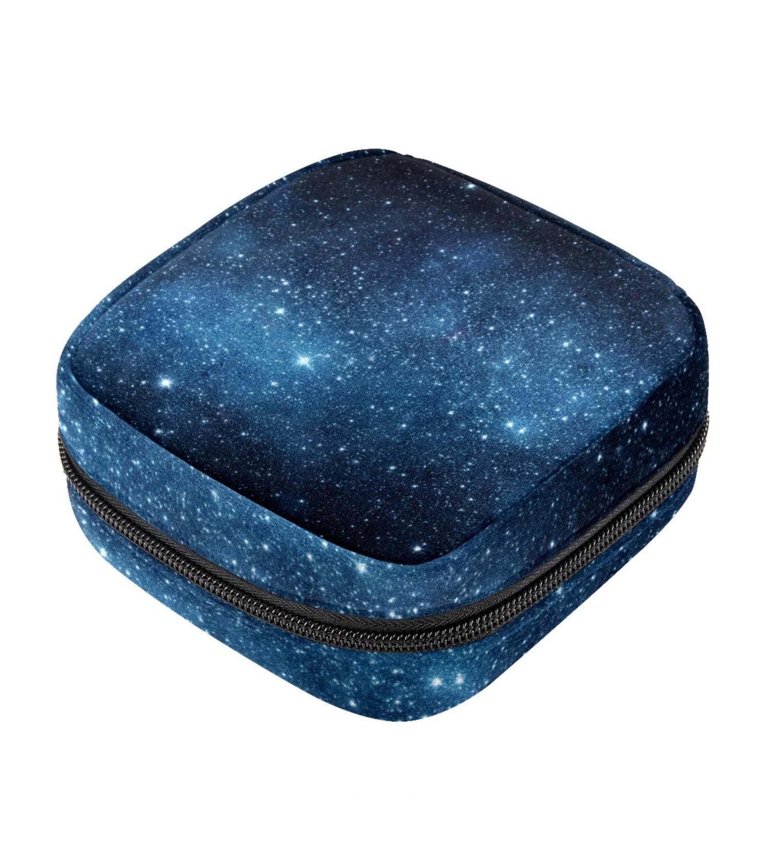 Green Galaxy Starry Sky Sanitary Napkin Storage Bag - Large Capacity Menstrual Cup Pouch & Makeup Organizer - Buy Online on GoSupps.com