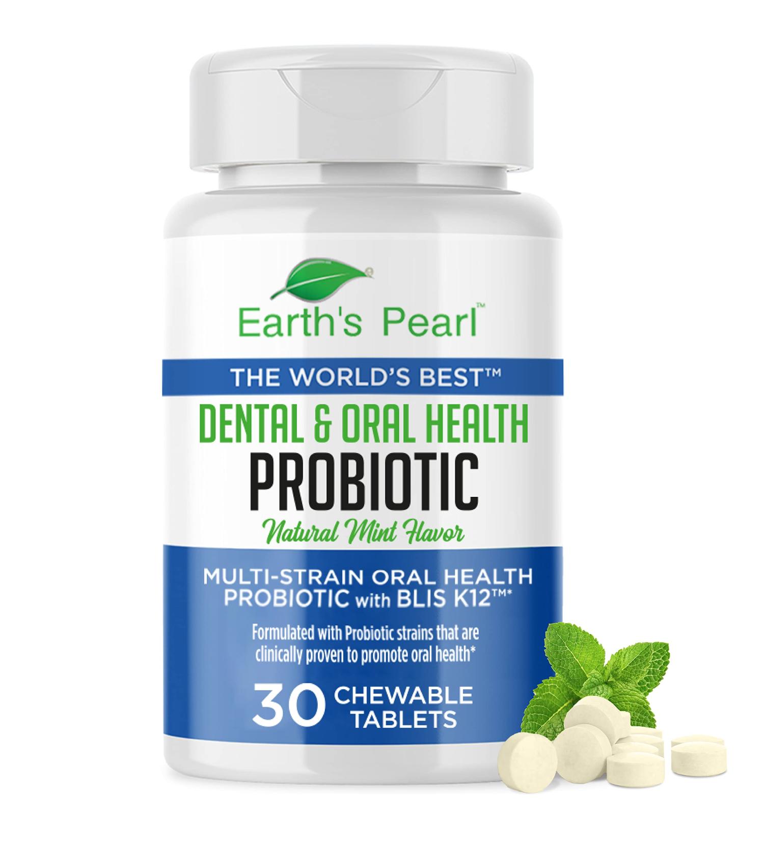 Dental Probiotic with BLIS K12 for Oral Health - Mint Flavor, 30-Day Supply - For Bad Breath & Dental Care - Kids & Adults - Earth's Pearl - Buy Online on GoSupps.com