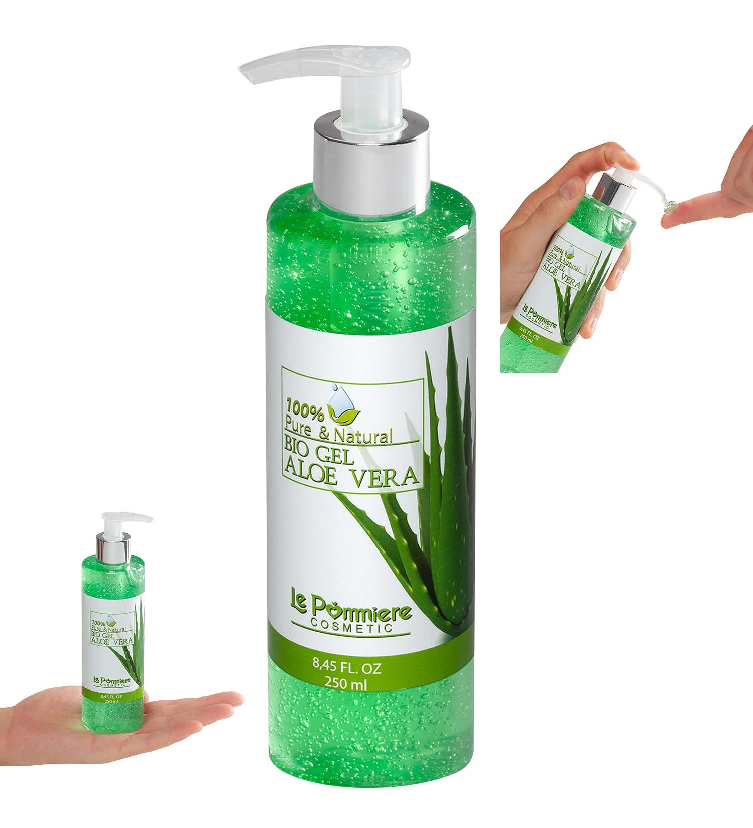 Le Pommiere Bio Gel Aloe Vera 250ml - 100% Pure Natural Moisture Cream for Sunburn Repair Soothing Shaved Skin & Insect Bites - Ideal for Face & Body - Buy Online on GoSupps.com