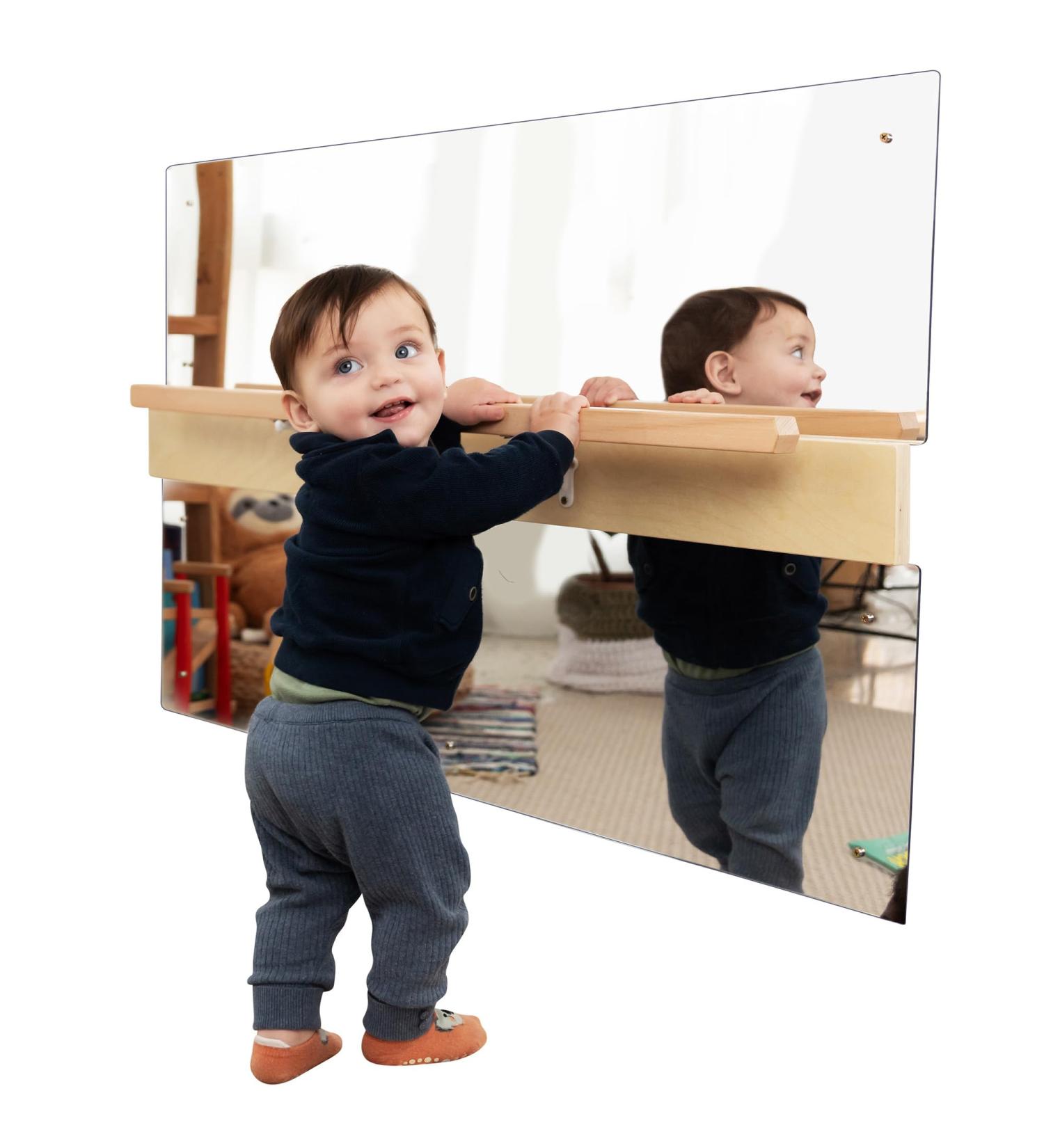 Odoxia Baby Mirror & Standing Aid | Montessori Toddler Mirror for Improved Coordination Cognitive Development and Motor Skills | Ideal Children's Room Decor - Buy Online on GoSupps.com