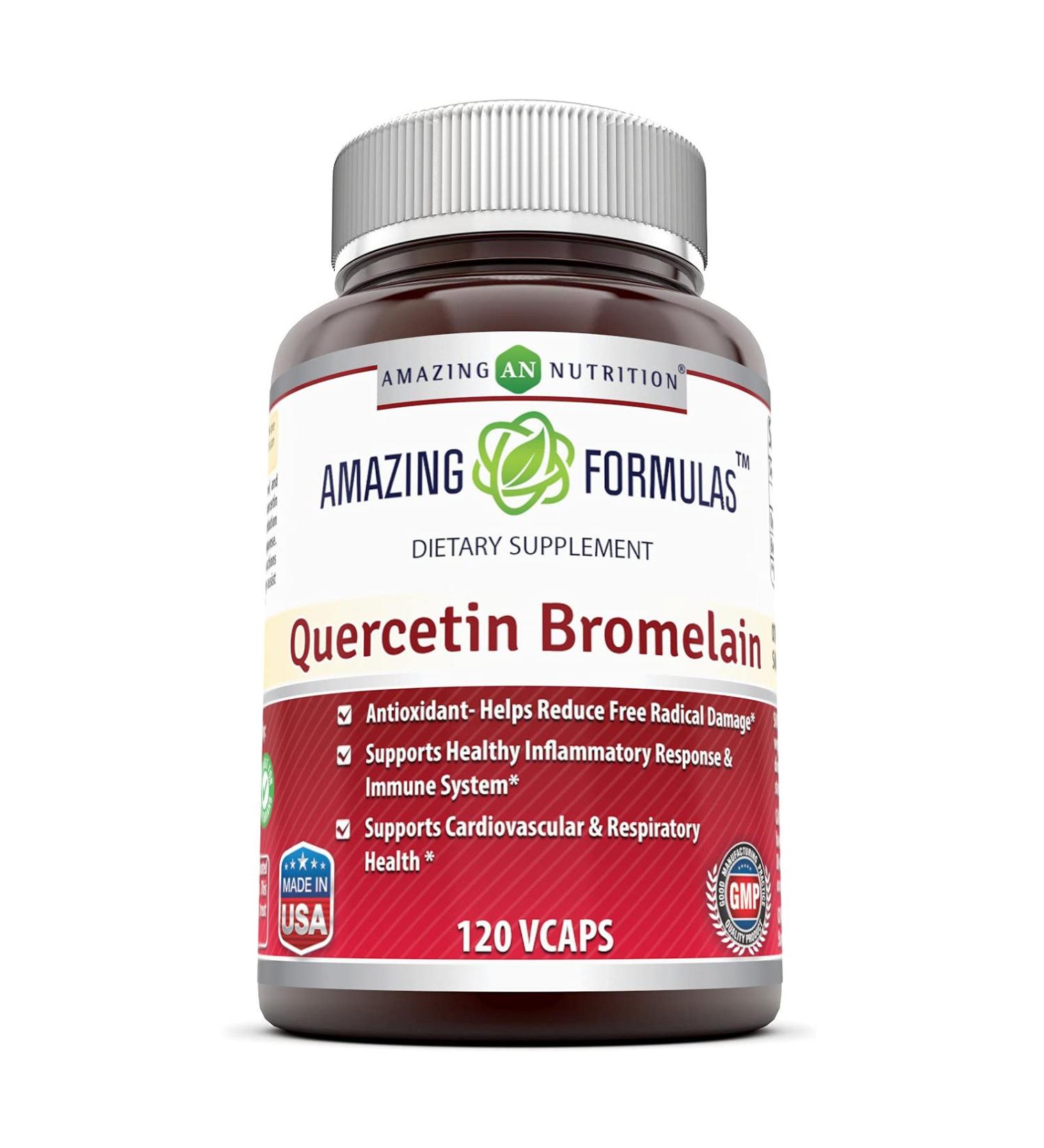 Quercetin Bromelain Supplement â€“ Amazing Nutrition 120 Veggie Capsules - Buy Online on GoSupps.com
