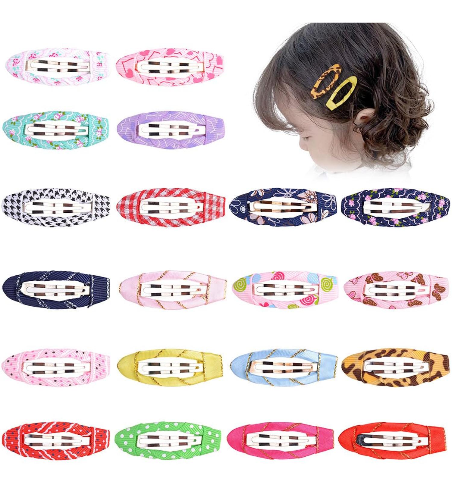 Adorable Fabric Wrapped Snap Hair Clips - 20 Piece Metal Barrettes Set for Girls - Buy Online on GoSupps.com