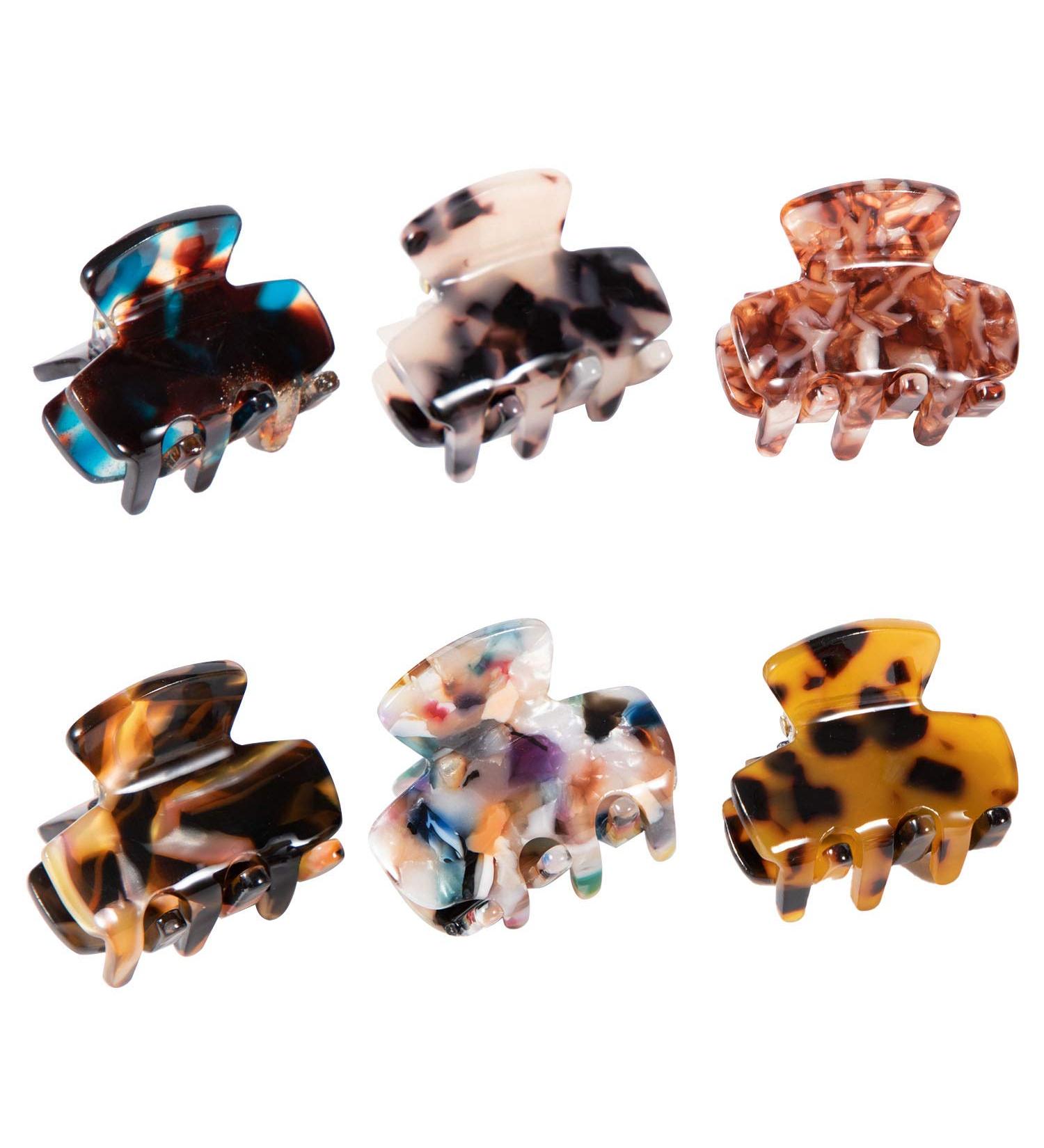 TSLINC 6-Piece Non-Slip Hair Clips for Medium & Thin Hair - Tortoise Cellulose Acetate Brown Leopard Design for Women & Girls - Buy Online on GoSupps.com