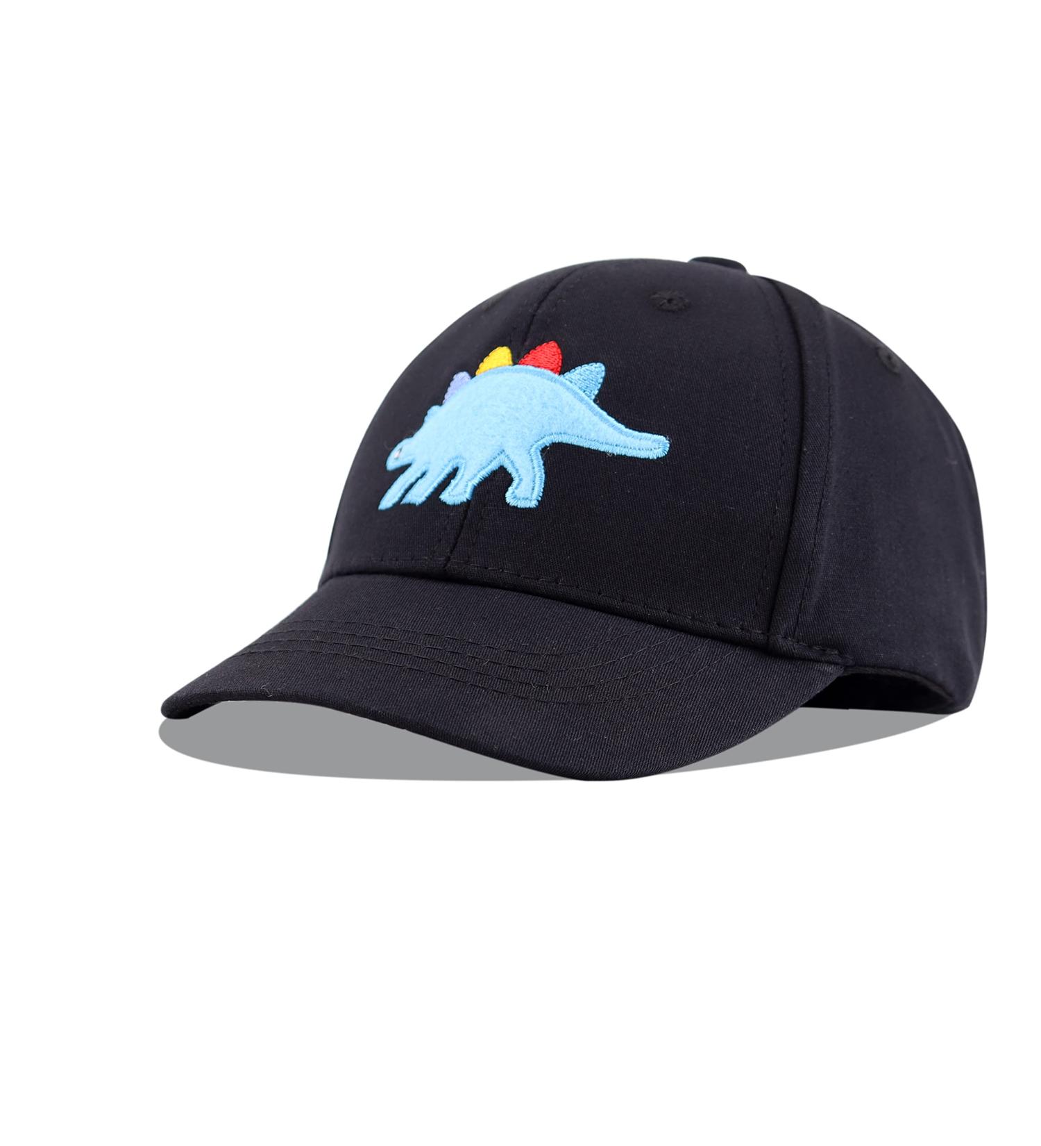 LANGZHEN 100% Cotton Kids Plain Baseball Cap Hat | Adjustable Sun Hat for Girls Boys | S Dinosaur-Black - Buy Online on GoSupps.com