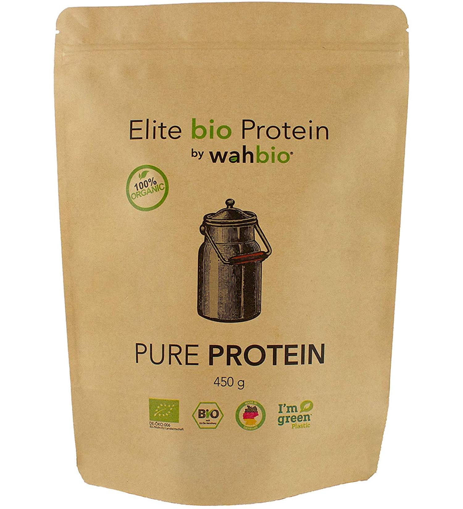 Wahbio 100% Bio Protein Powder (450g) - Organic 4 Component Protein Blend (Whey Casein Egg Soy) - No Sugar Sweeteners or Additives - Buy Online on GoSupps.com