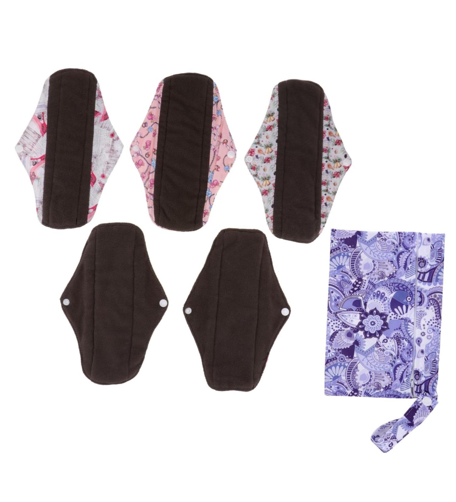 Exceart Reusable Menstrual Pads for Women | Washable Fabric Sanitary Pads with Storage Bag | Amboo Hygienic & Eco-Friendly Solution - Buy Online on GoSupps.com