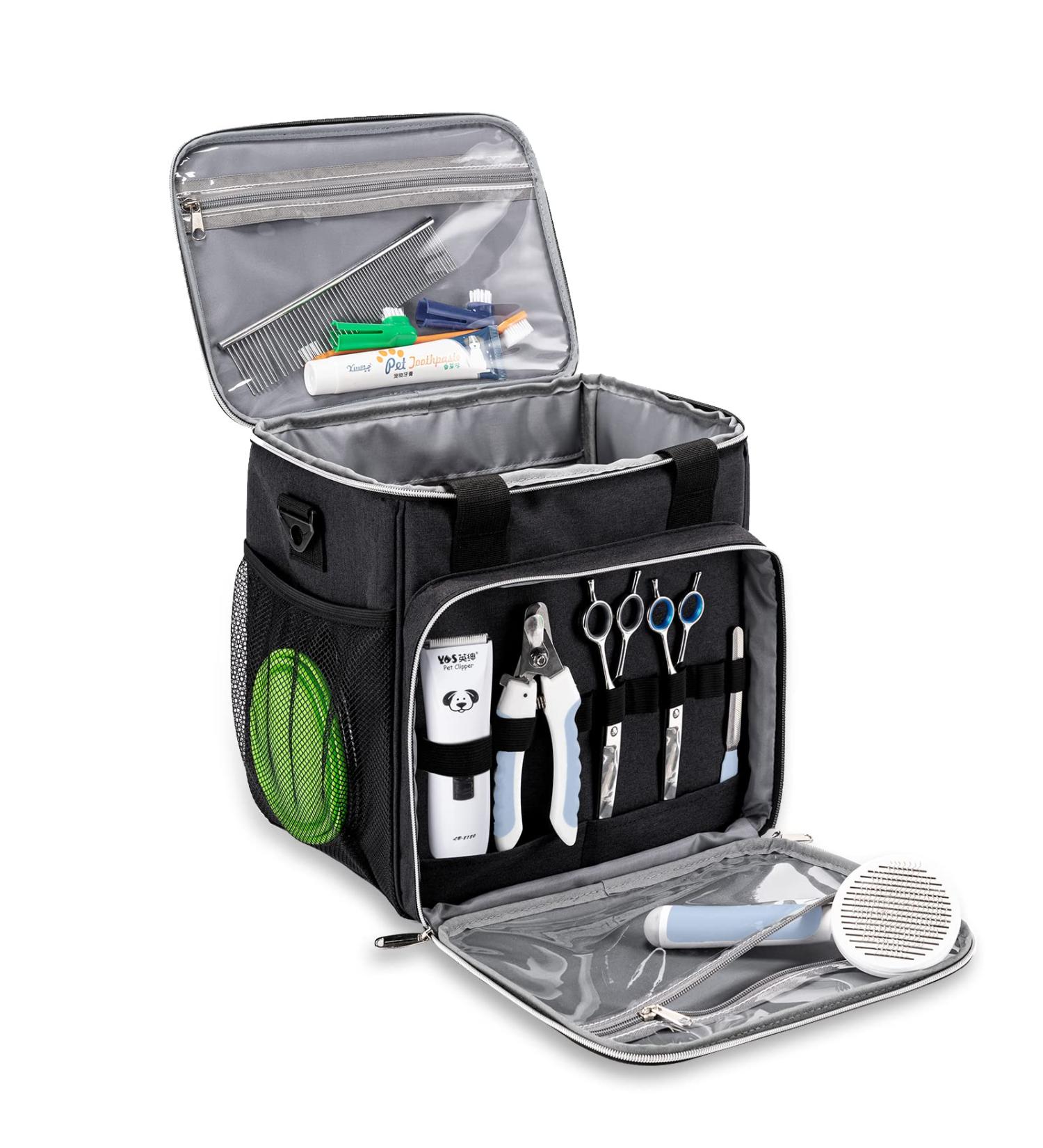 BABEYER Dog Grooming Bag - Pet Tool Kit Organizer Tote - Black - Buy Online on GoSupps.com