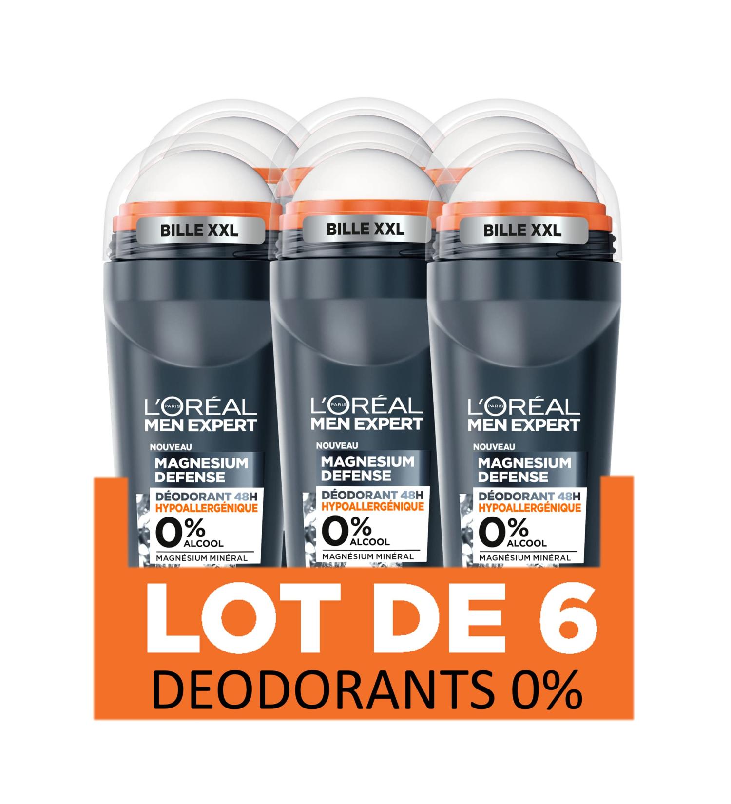 L'Oréal Men Expert - Hypoallergenic Roll-on Deodorant for Men - 48h Effectiveness - Alcohol-Free - Magnesium Defense - 50 ml