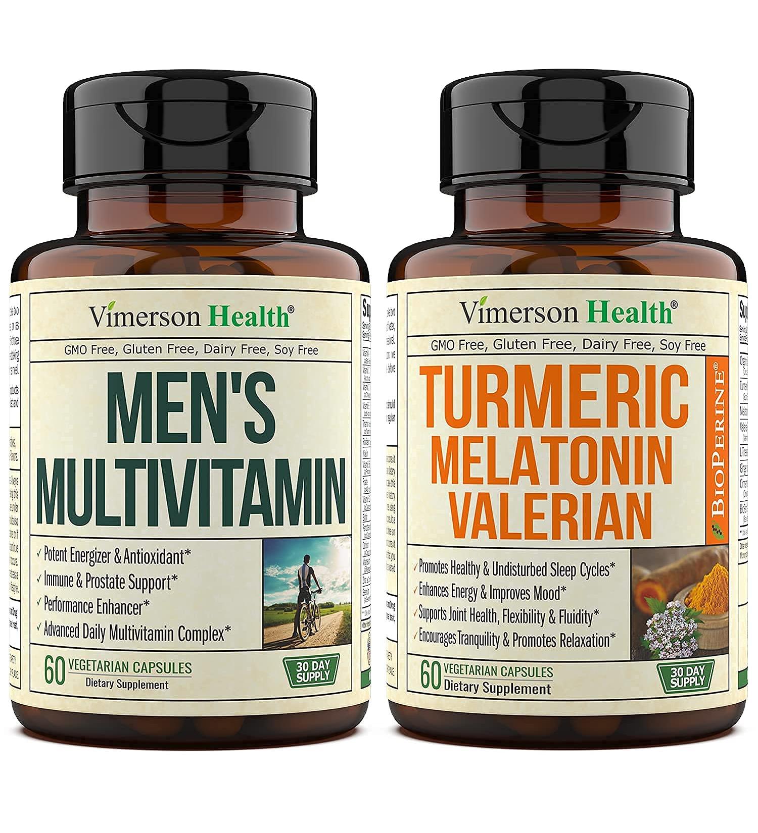 Vimerson Health Men's Multi + Turmeric Melatonin Valerian Bundle - Joint Support & Immune Health - Buy Online on GoSupps.com