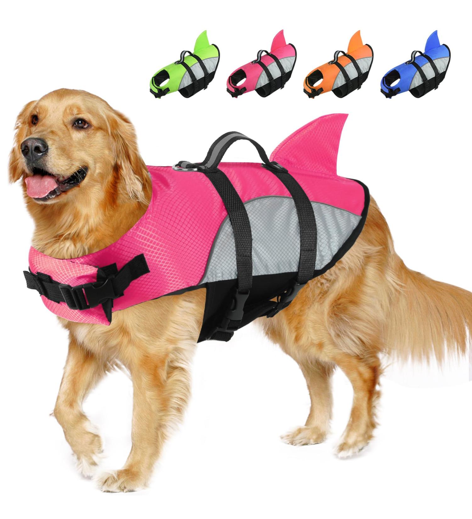 Ripstop Dog Life Jacket - Adjustable Pet Swim Vest for Small Medium Large Puppies - XL Pink (66-78cm Chest Circumference) - Floating Safety with Rescue Handle - Buy Online on GoSupps.com