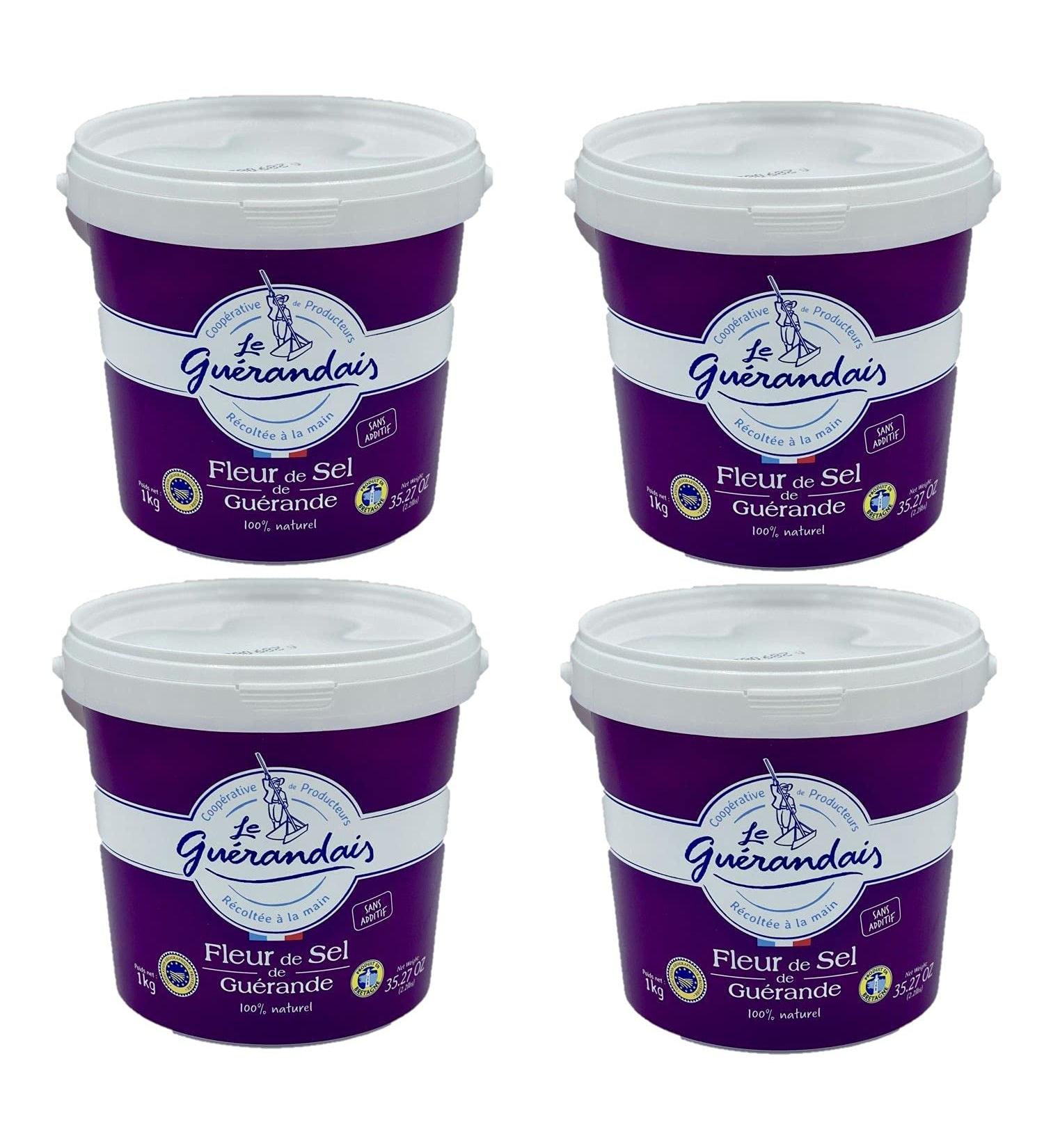 Set of 4 Guérande PGI Salt Flower Le Guérandais Bucket 1 kg