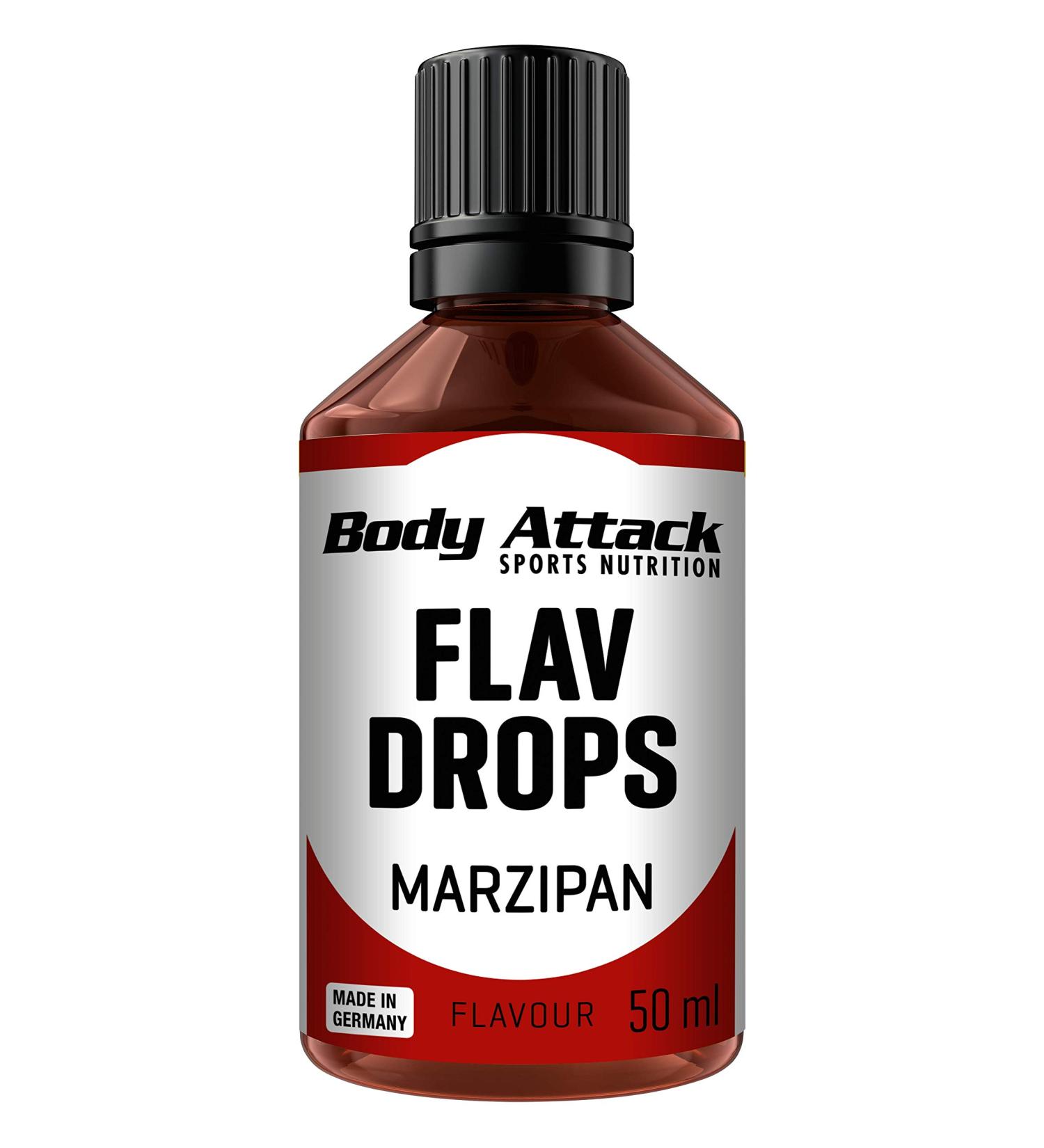 Body Attack Flav Drops Marzipan - 50 ml Sugar-Free Aroma Drops | Vegan & Calorie-Free Flavoring Made in Germany - Buy Online on GoSupps.com