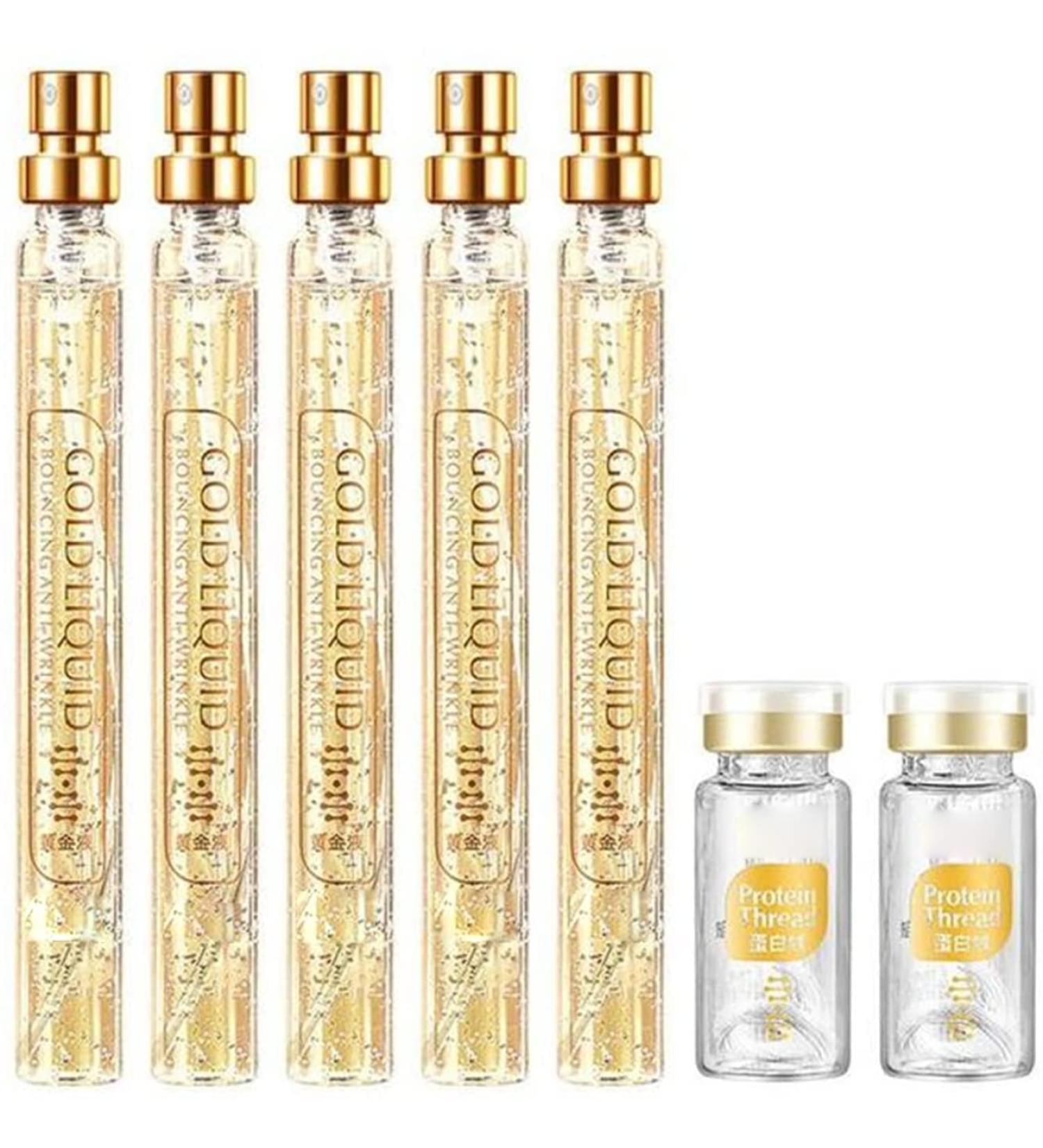 Gold Face Essence Serum - Anti-Aging Moisturizing & Firming with Soluble Protein Thread & Nano Gold for Women - 1 Set - Buy Online on GoSupps.com