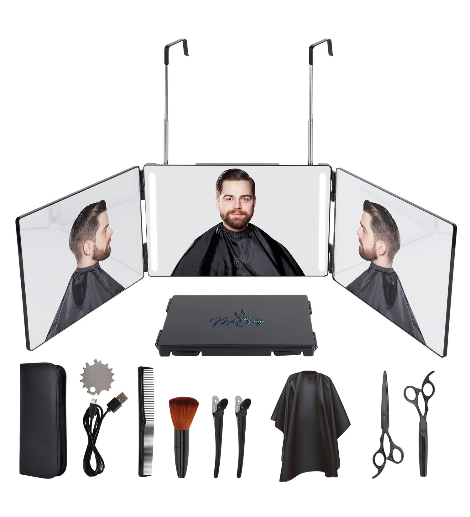 KKOCH BEAUTY 3 Way Mirror with LED Lights - Haircutting Kit and Makeup Mirror - Self Cut for Men, Women, and Kids - Buy Online on GoSupps.com
